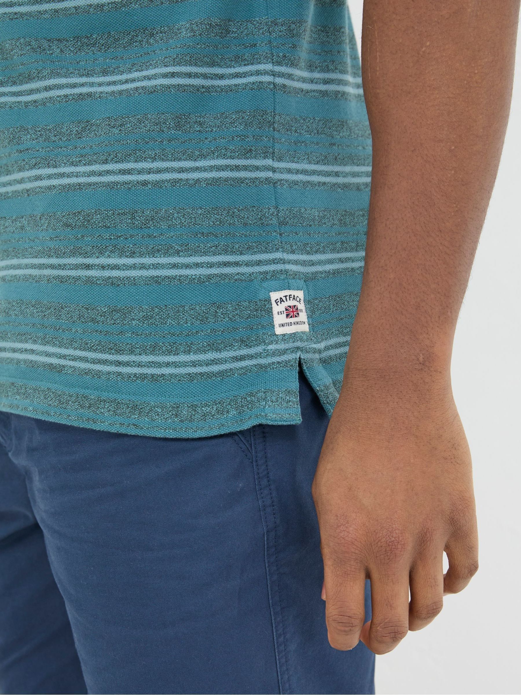 Blue Stripe Pique Polo Shirt - Image 6 of 8