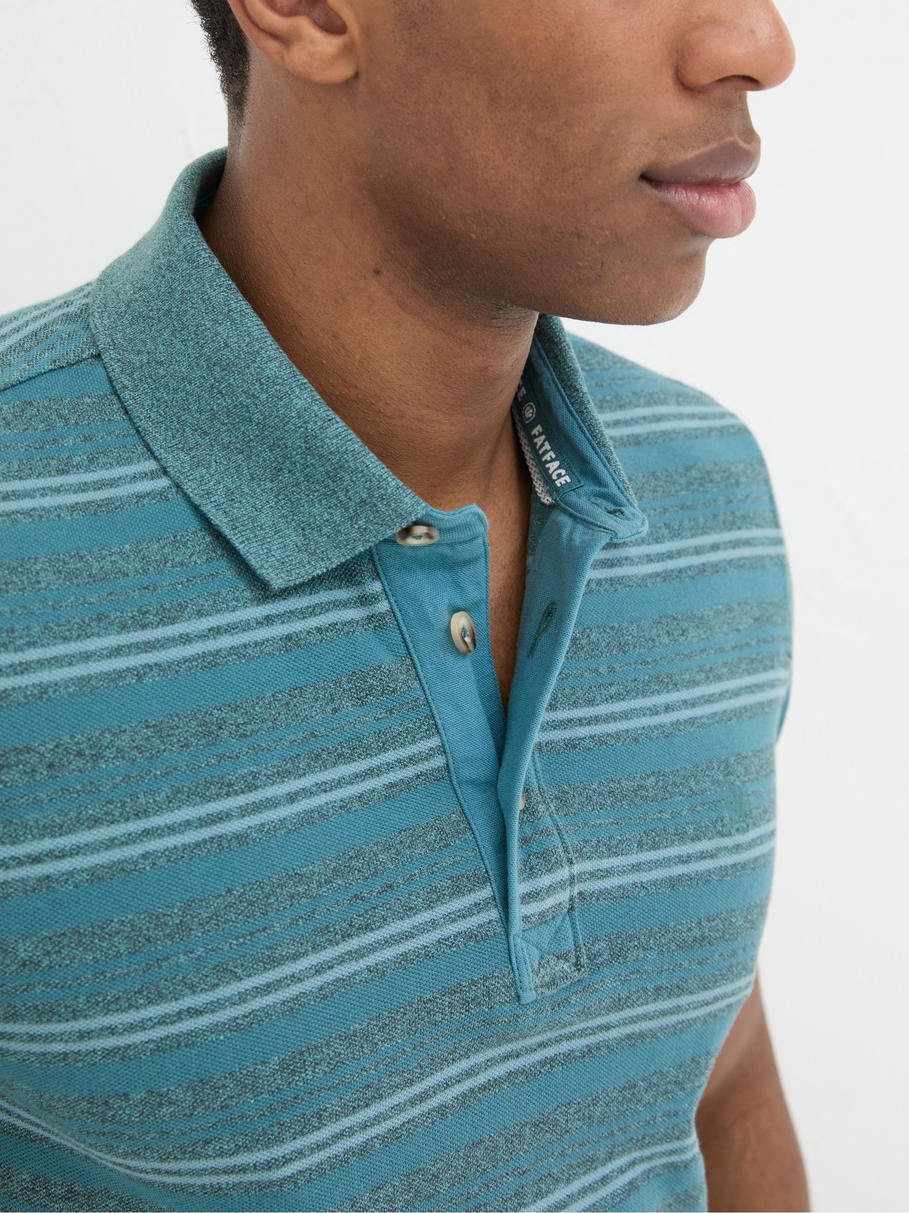 Blue Stripe Pique Polo Shirt - Image 7 of 8