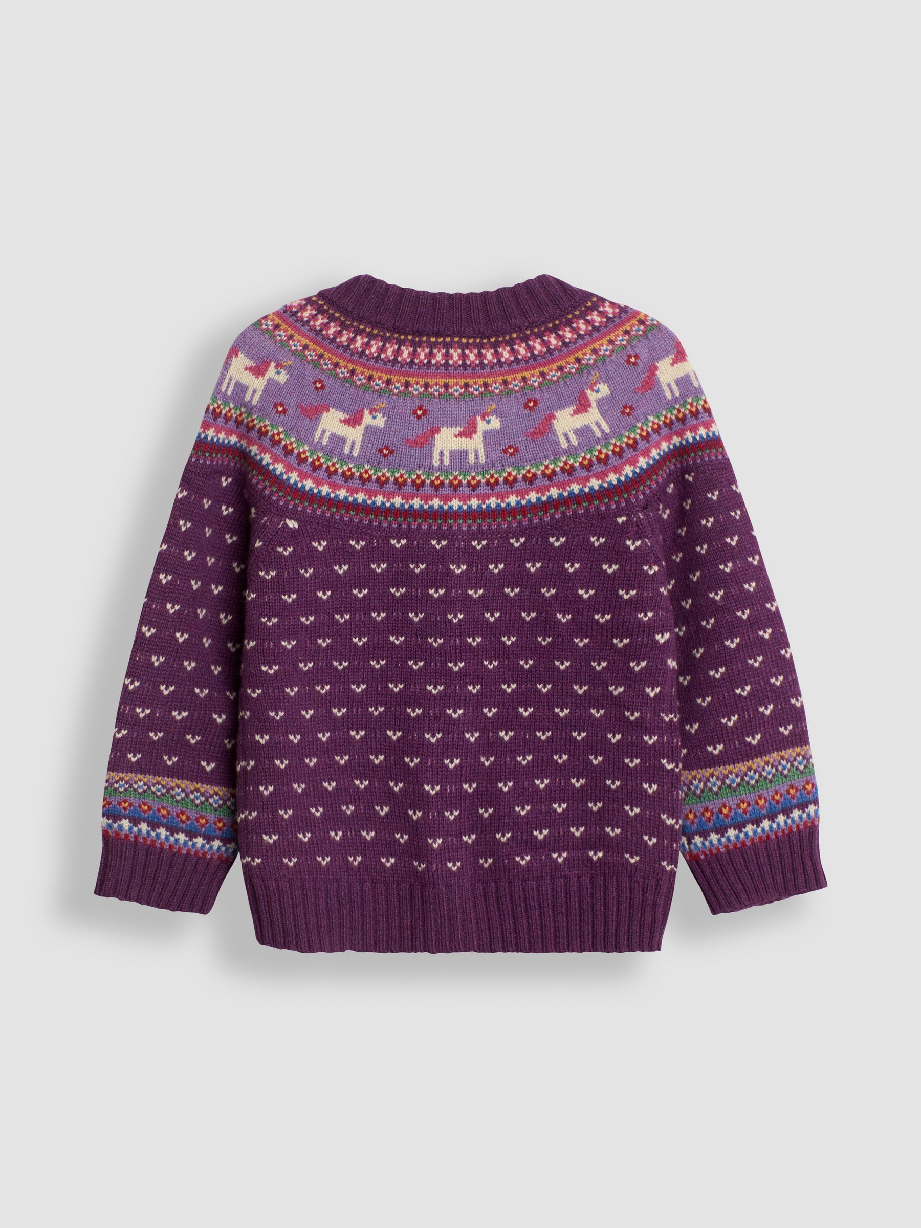 Purple Unicorn Knit Fairisle Pattern Cardigan - Image 2 of 3