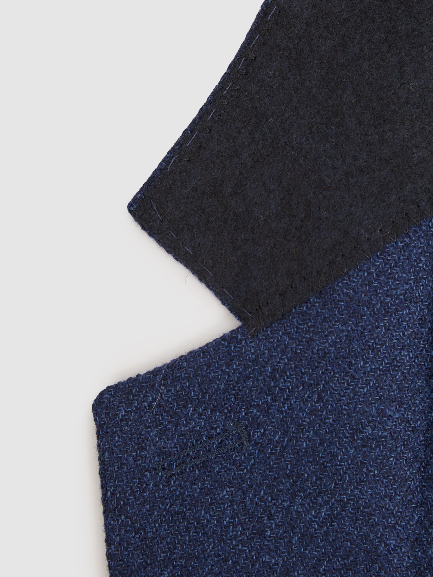 Single Breasted Wool-Silk Blazer Slim Fit in Bright Indigo Melange - Image 6 of 7