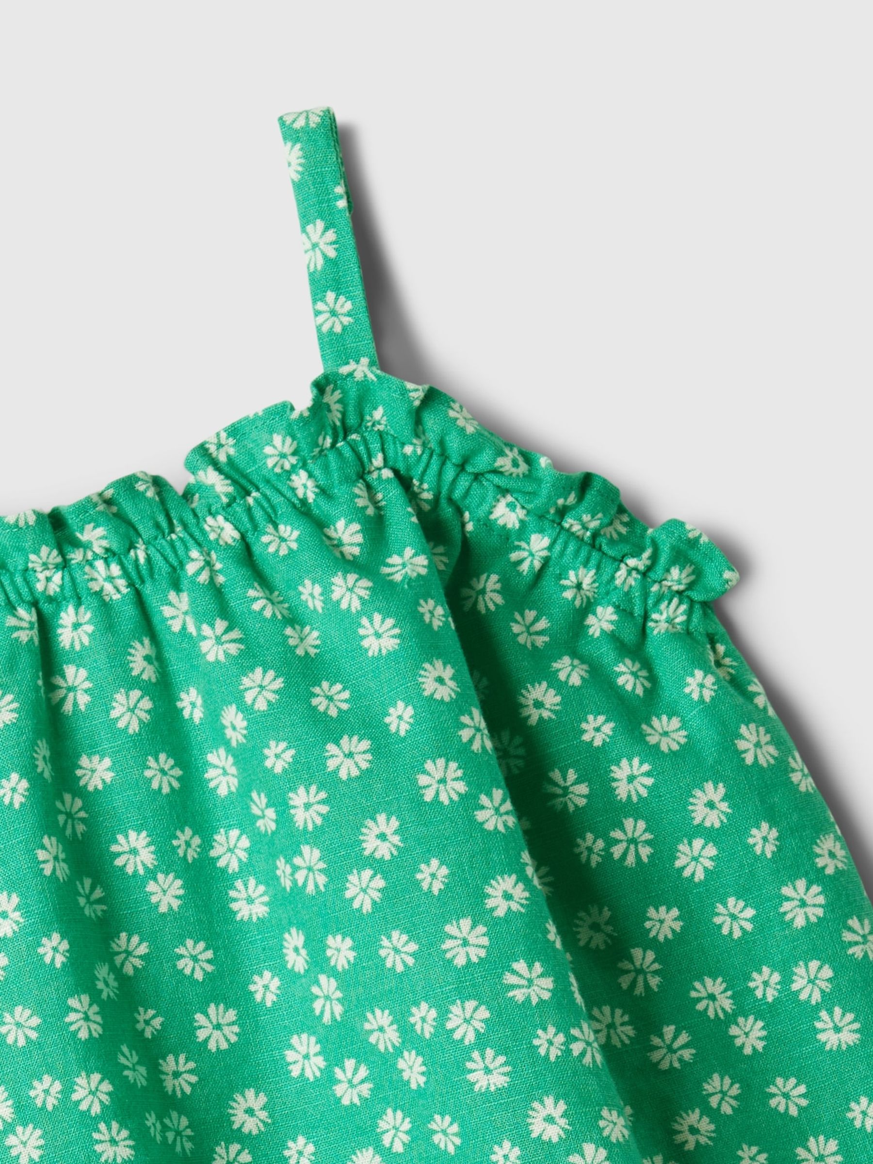 Green Linen-Cotton Print Vest Top and Shorts Set (12mths-5yrs) - Image 3 of 3