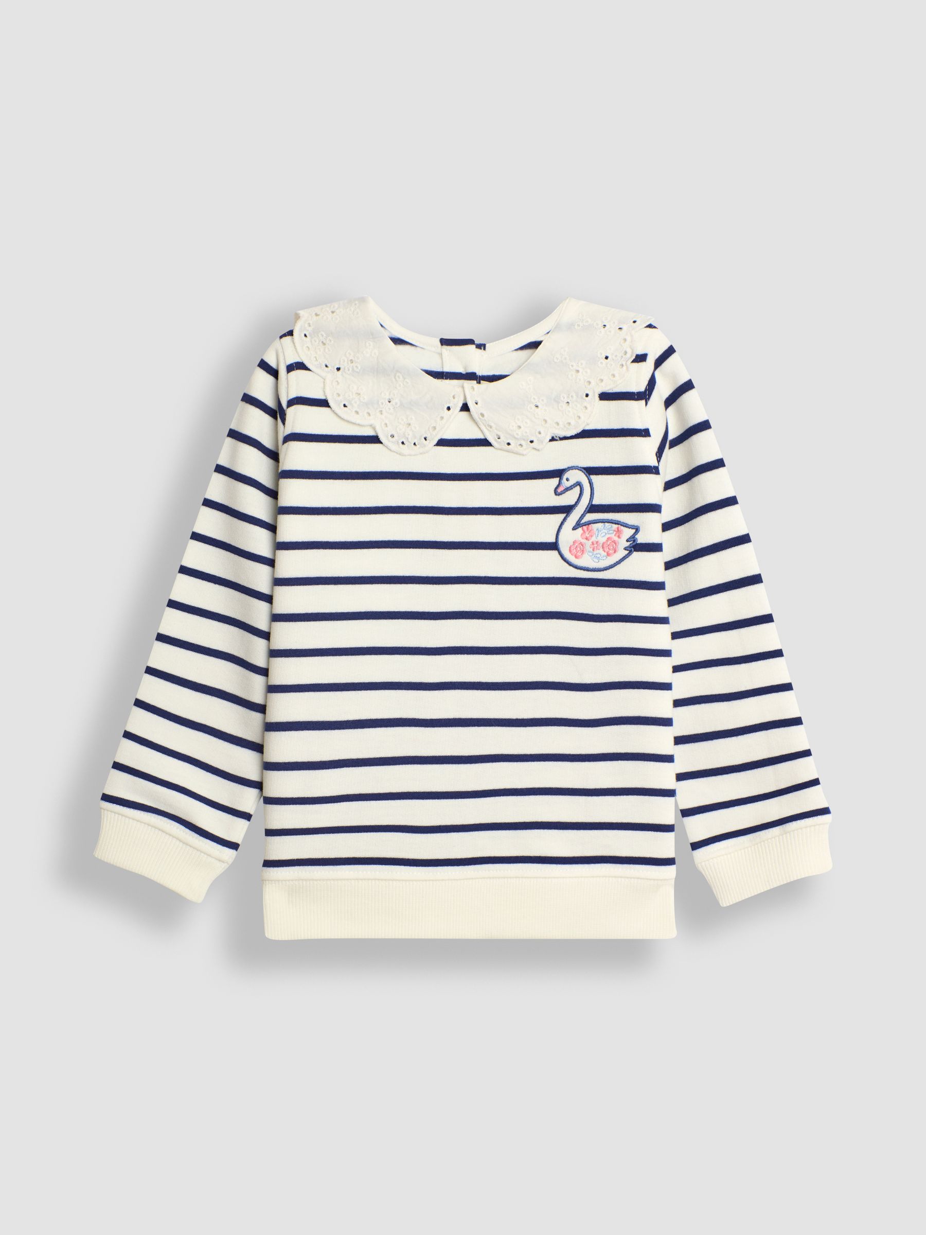 Cream Swan Embroidered Peter Pan Sweatshirt - Image 1 of 3