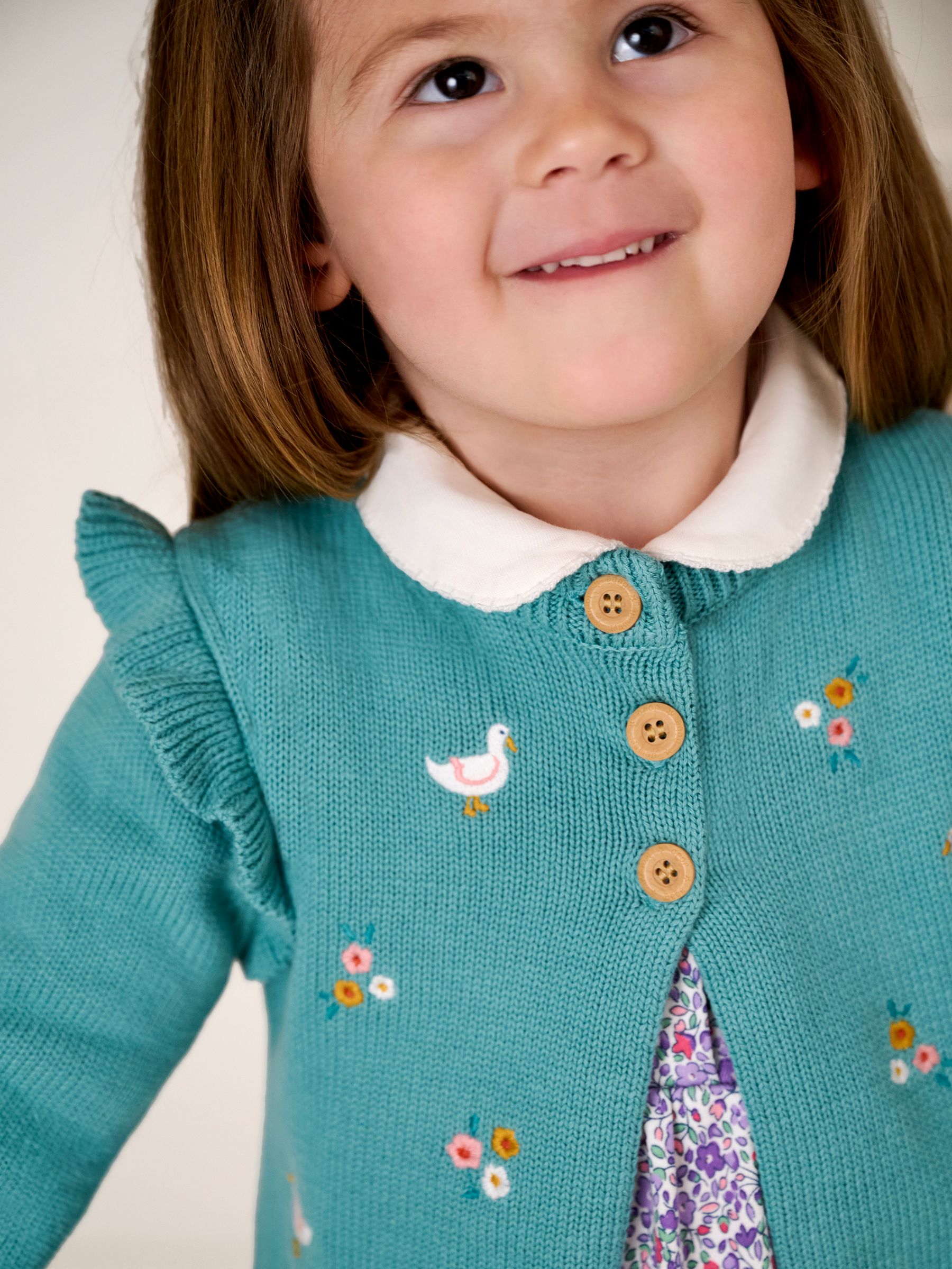 Duck Egg Embroidered Pretty Cardigan - Image 2 of 5