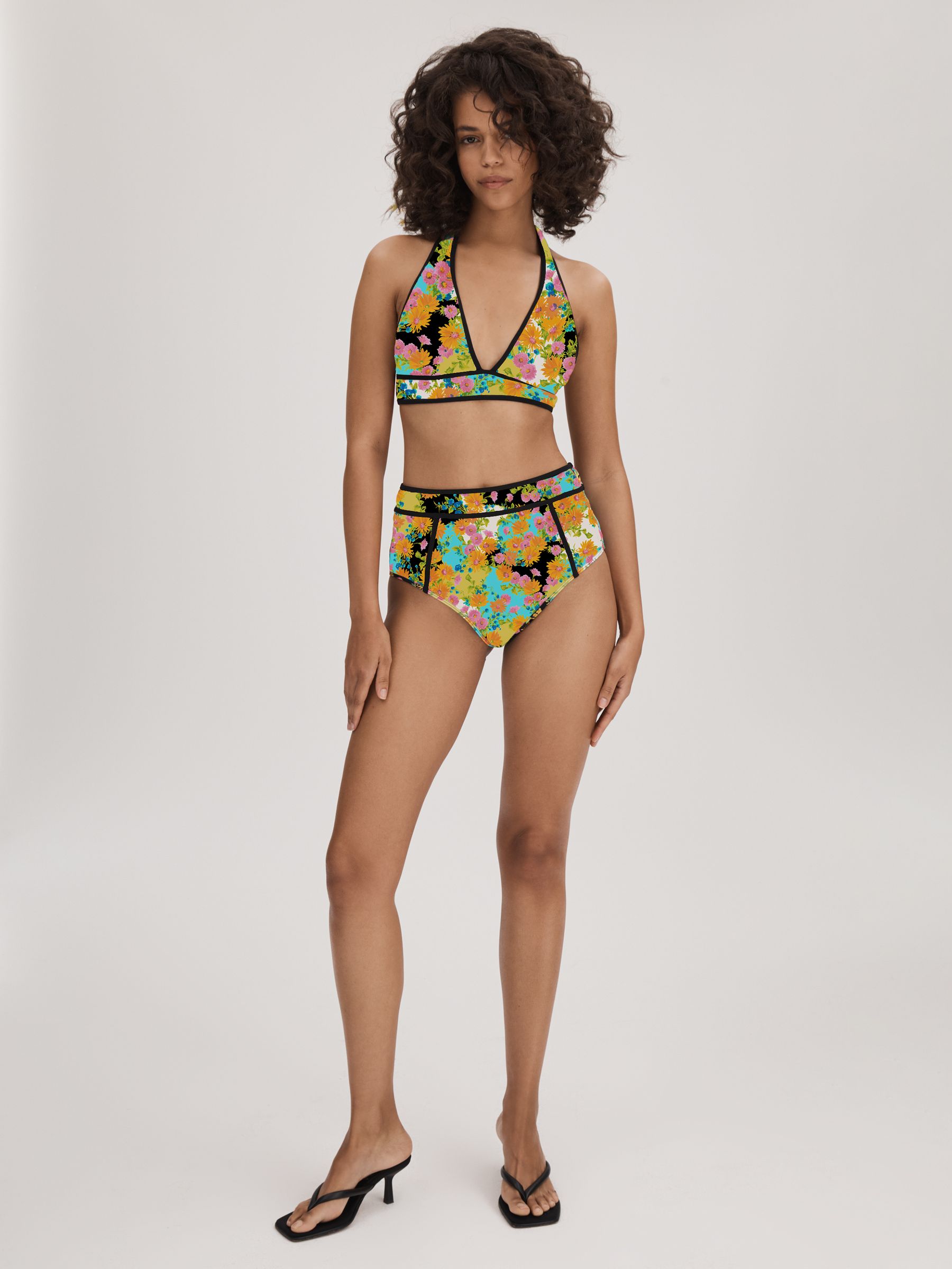 Florere Printed High Rise Bikini Bottoms in Multi - Image 3 of 4