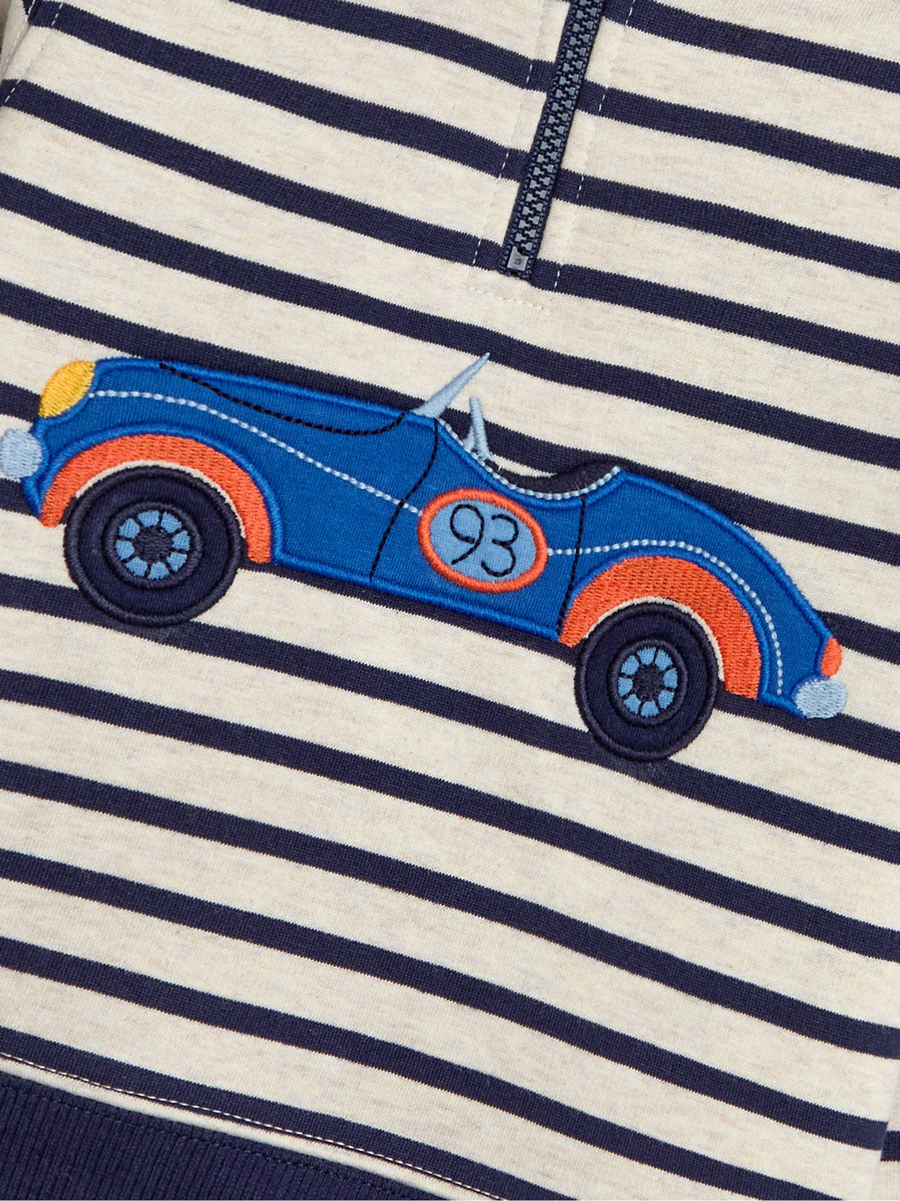 Navy Blue Stripe Classic Car Appliqué Half Zip Sweatshirt - Image 3 of 3
