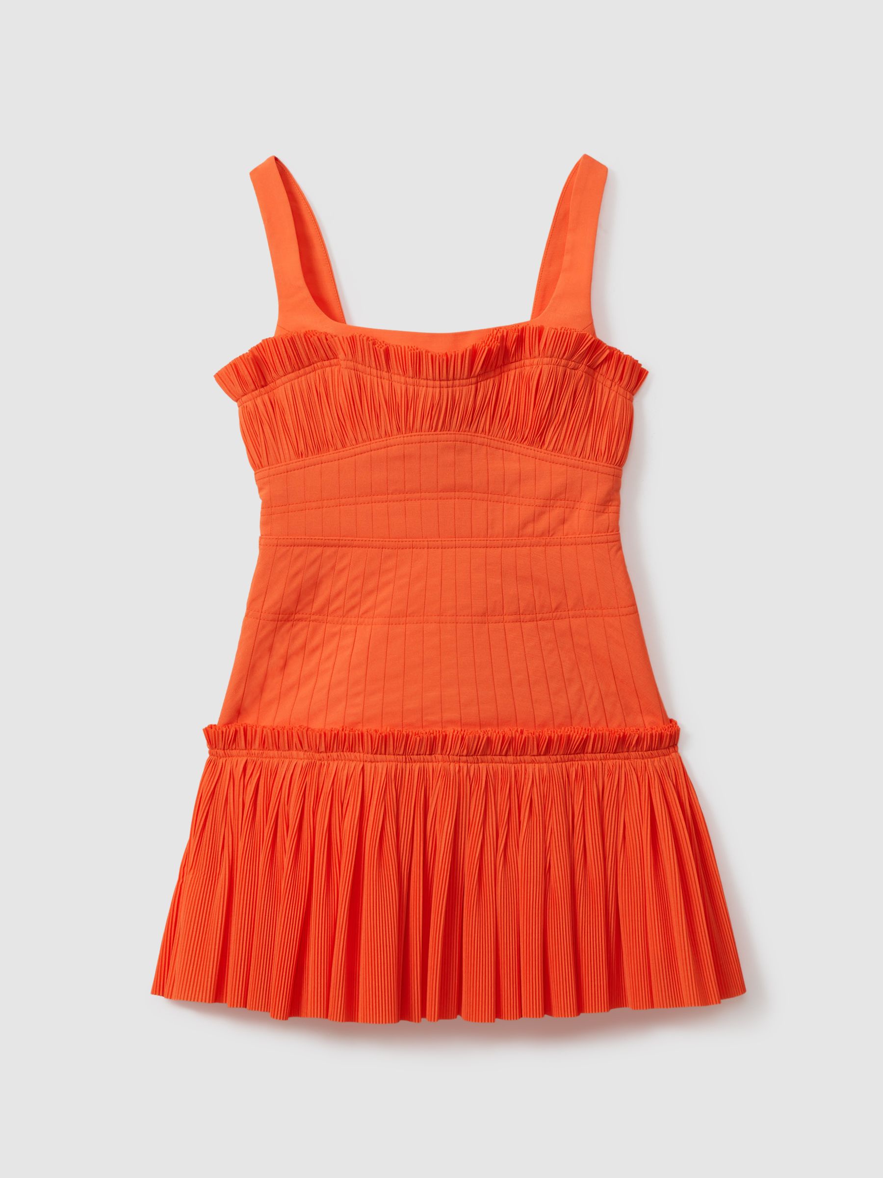 Acler Fitted Pleated Mini Dress in Orange - Image 1 of 5