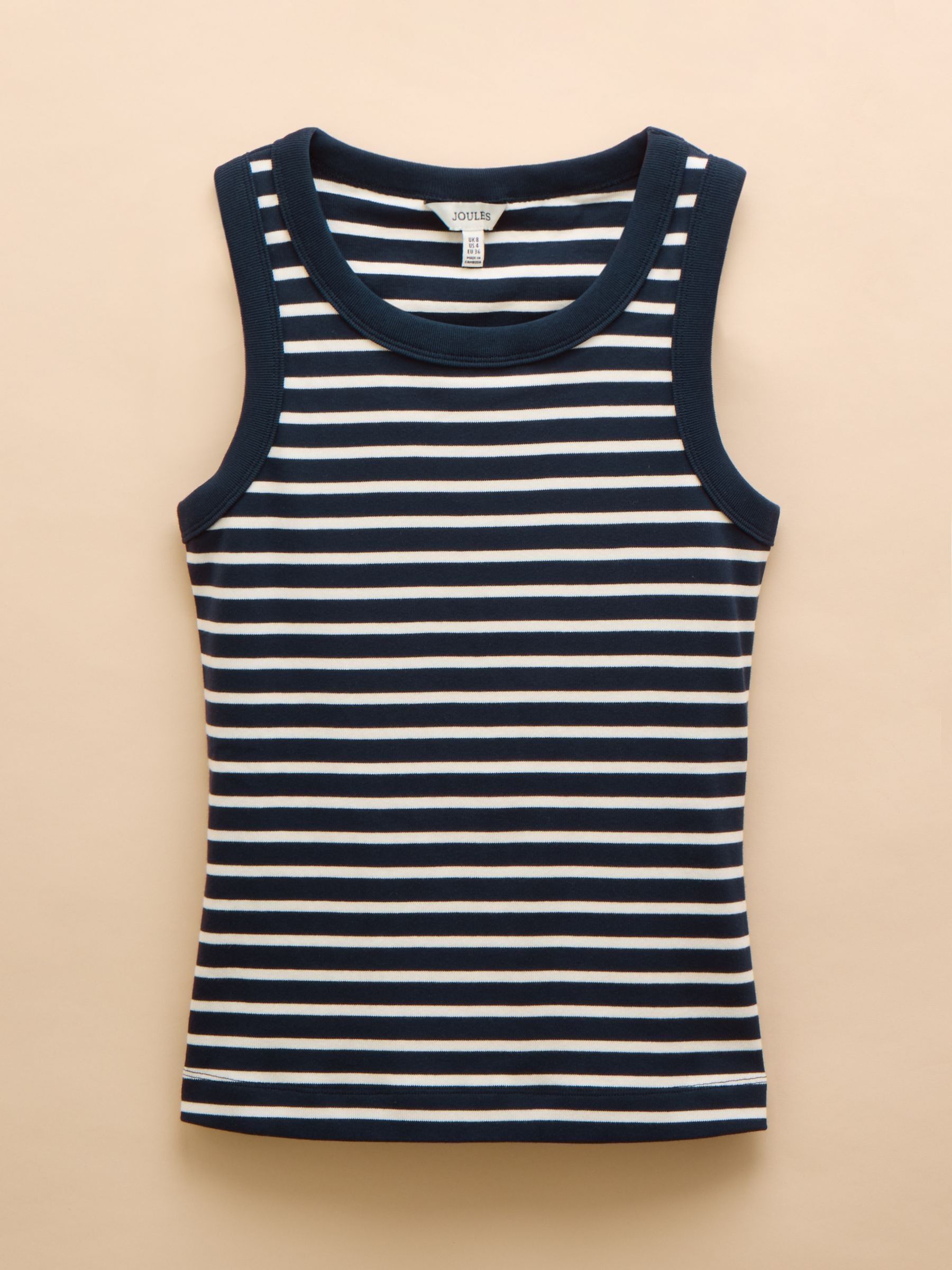 Navy & Cream Striped Premium Ribbed Jersey Vest - Image 8 of 8