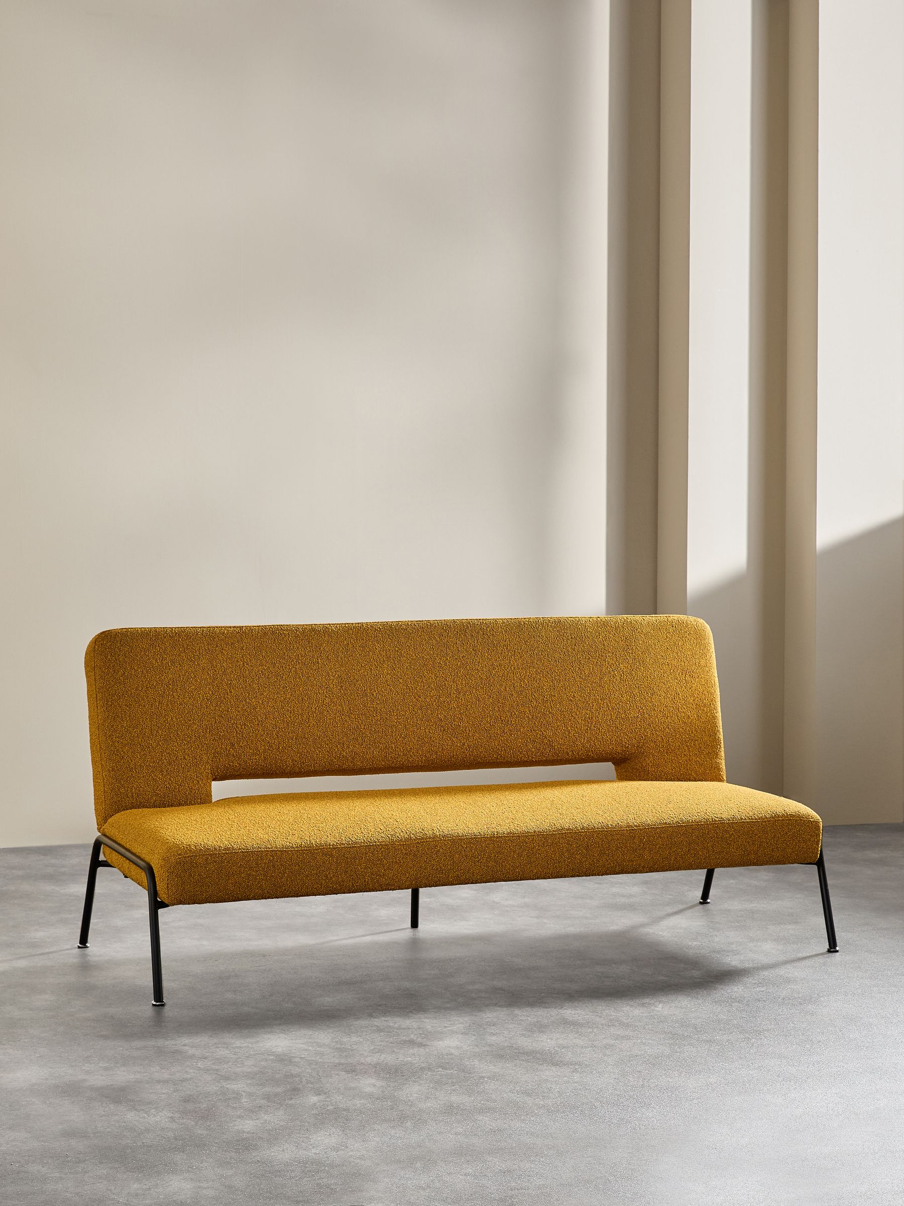 Knox 2 Seater Sofa Bed in Ochre Yellow Pax Boucle - Image 3 of 7