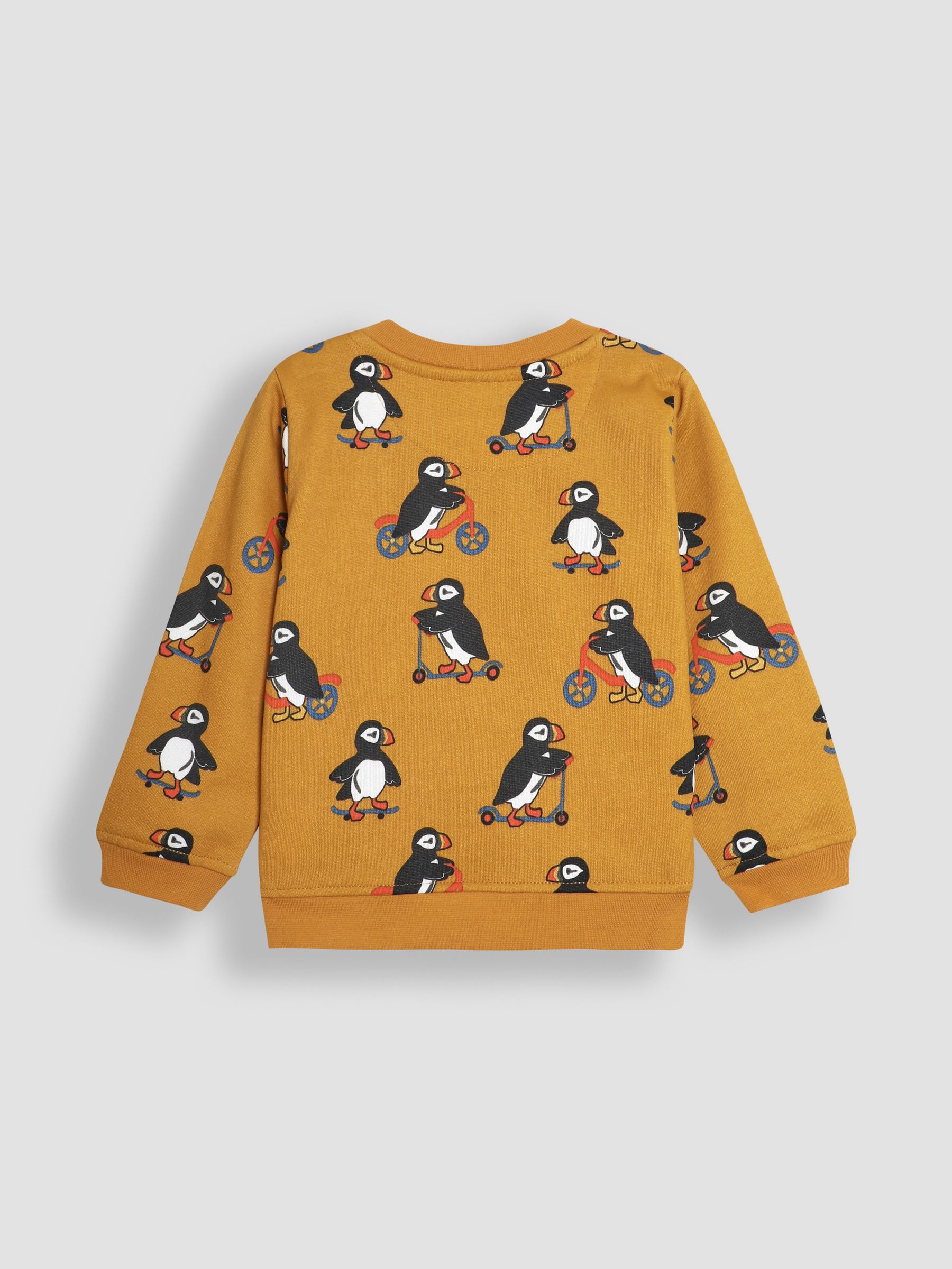 Mustard Yellow Puffin Construction Vehicle Print Sweatshirt - Image 2 of 3