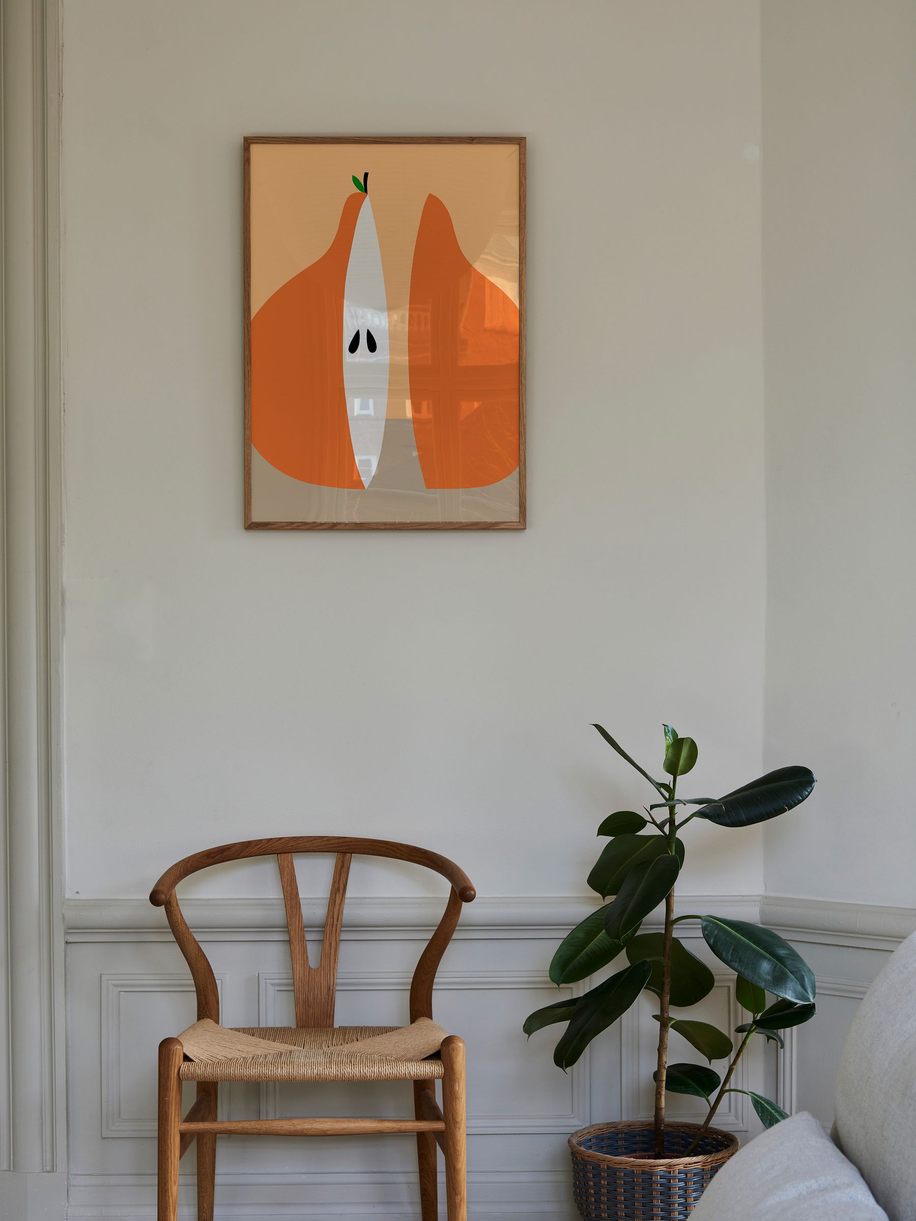 Paper Collective Orange Poire (The Pear) Framed Wall Art Print in Natural Oak Frame - Image 3 of 4