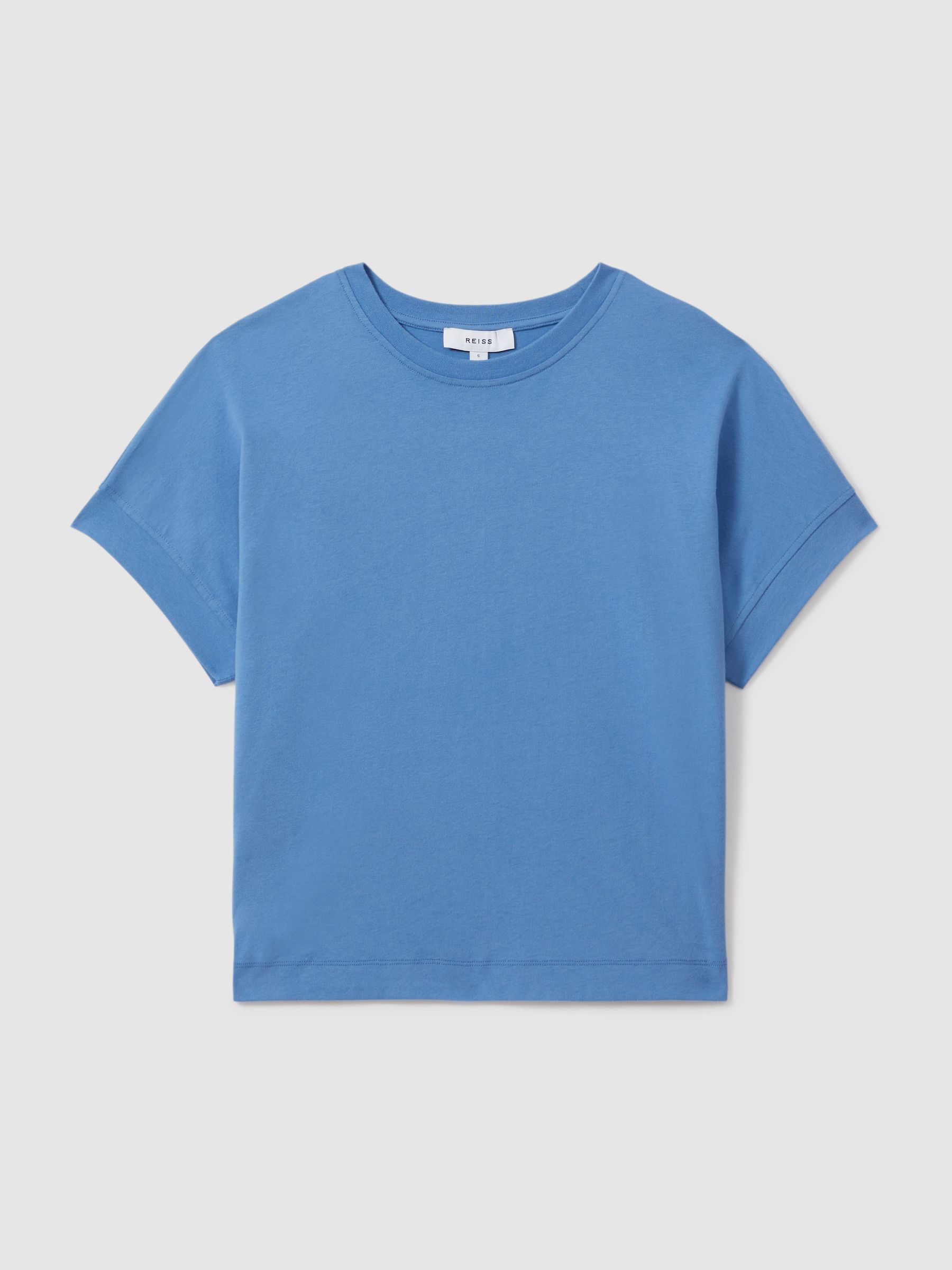 Cotton Crew Neck T-Shirt in Blue - Image 2 of 5