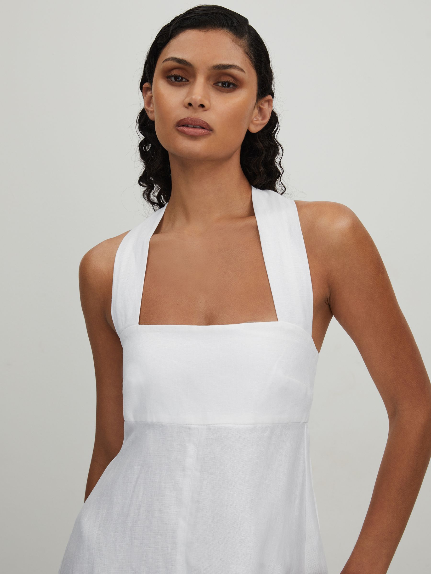 Bondi Born Messina Linen Mini Dress in White - Image 3 of 5