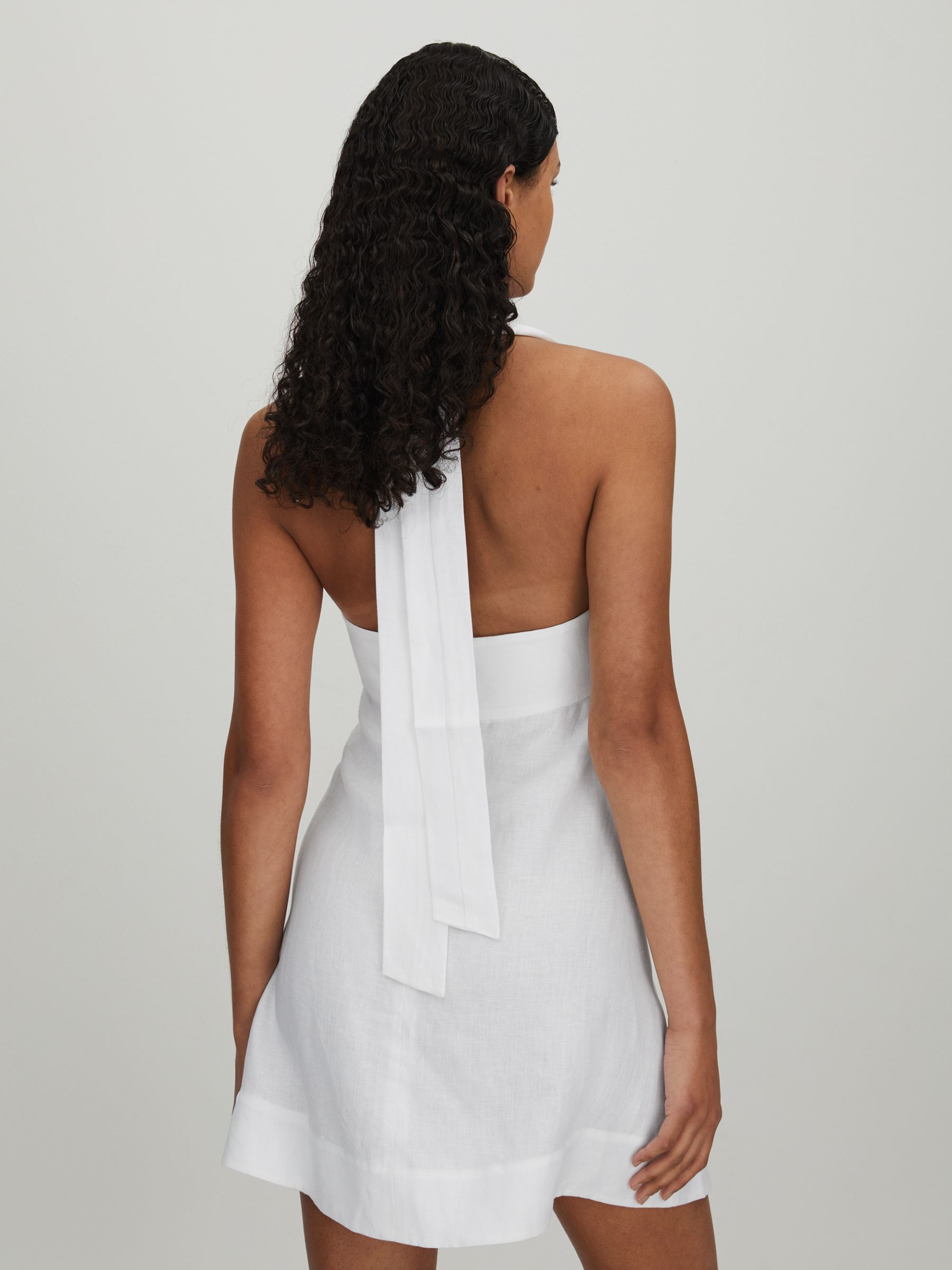 Bondi Born Messina Linen Mini Dress in White - Image 4 of 5