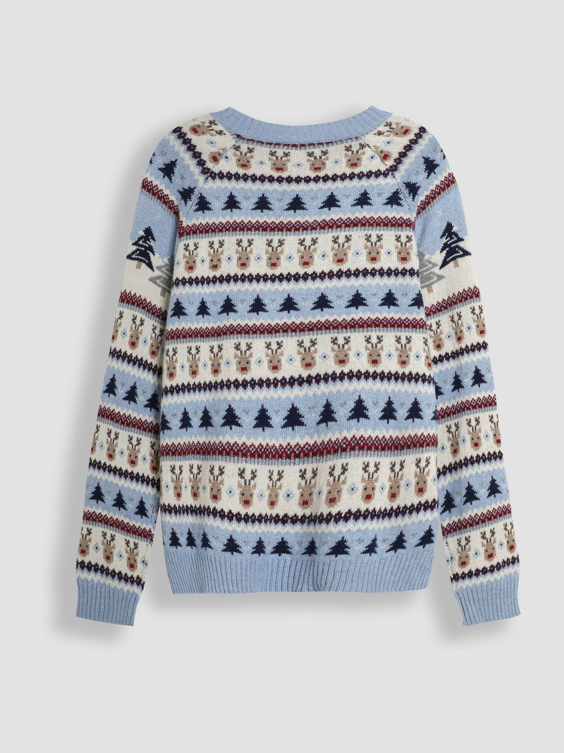 Blue Mens Christmas Scene Fair Isle Pattern Jumper - Image 2 of 3