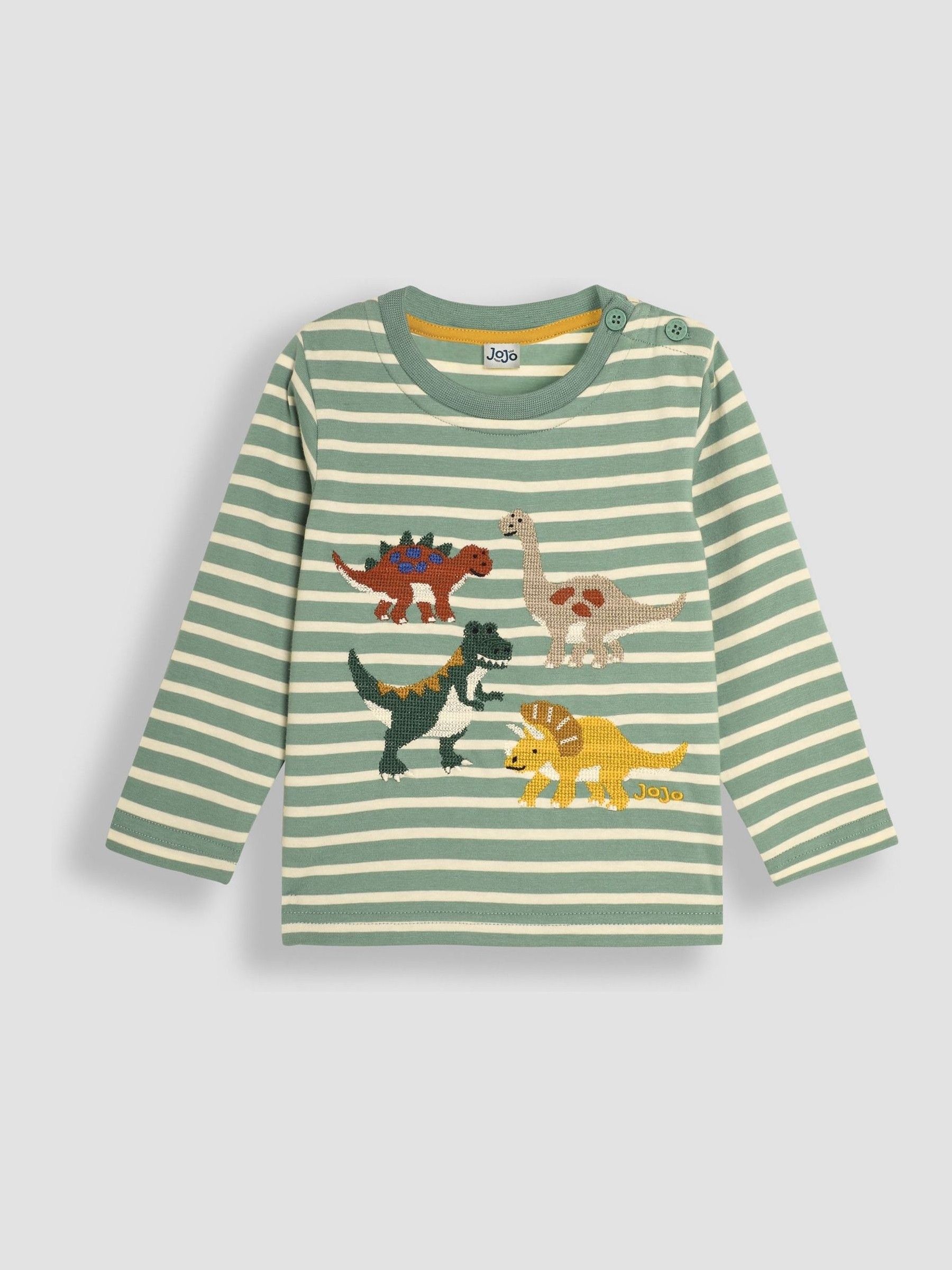 Khaki Green Dinosaur Friends Dinosaur Friends Appliqué Top - Image 1 of 3