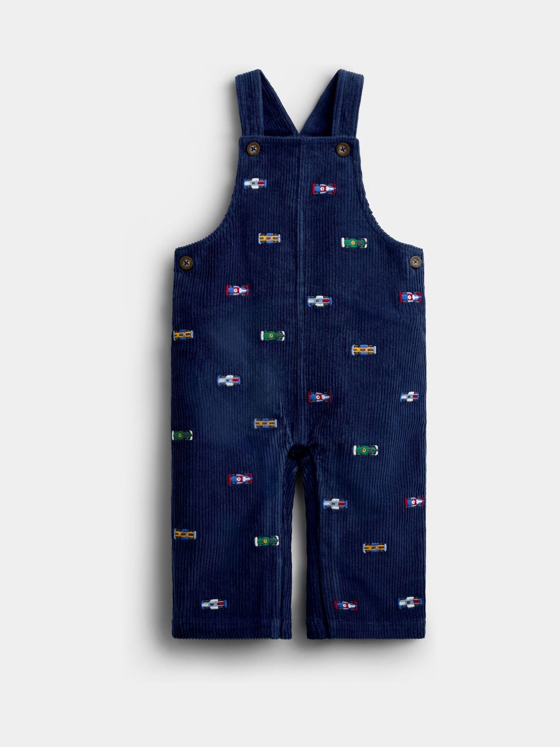 Navy Blue Race Car Embroidered Dungaree & Bodysuit Set - Image 4 of 6