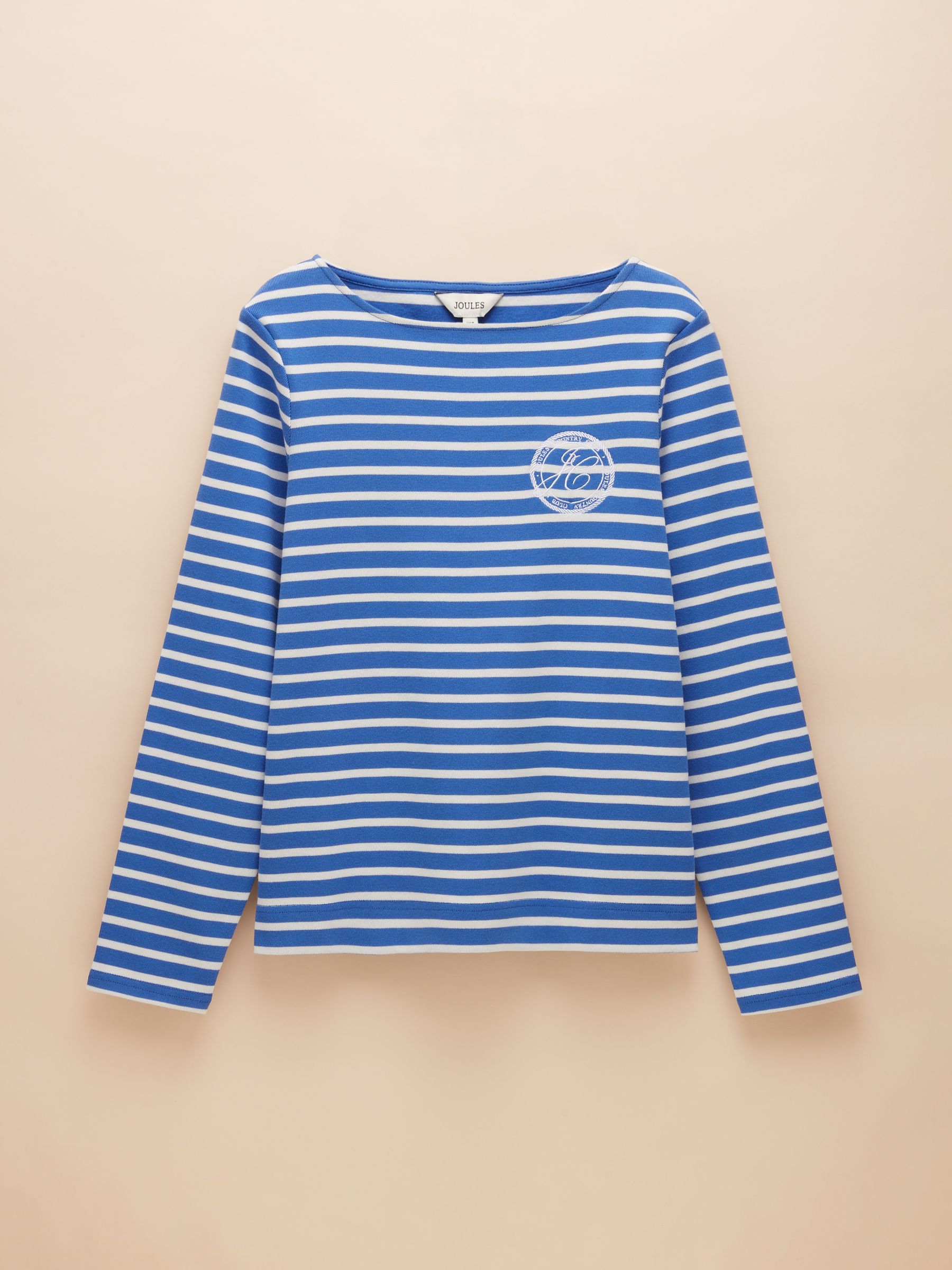 Harbour Blue Stripe Embroidered Boat Neck Breton Top - Image 6 of 6