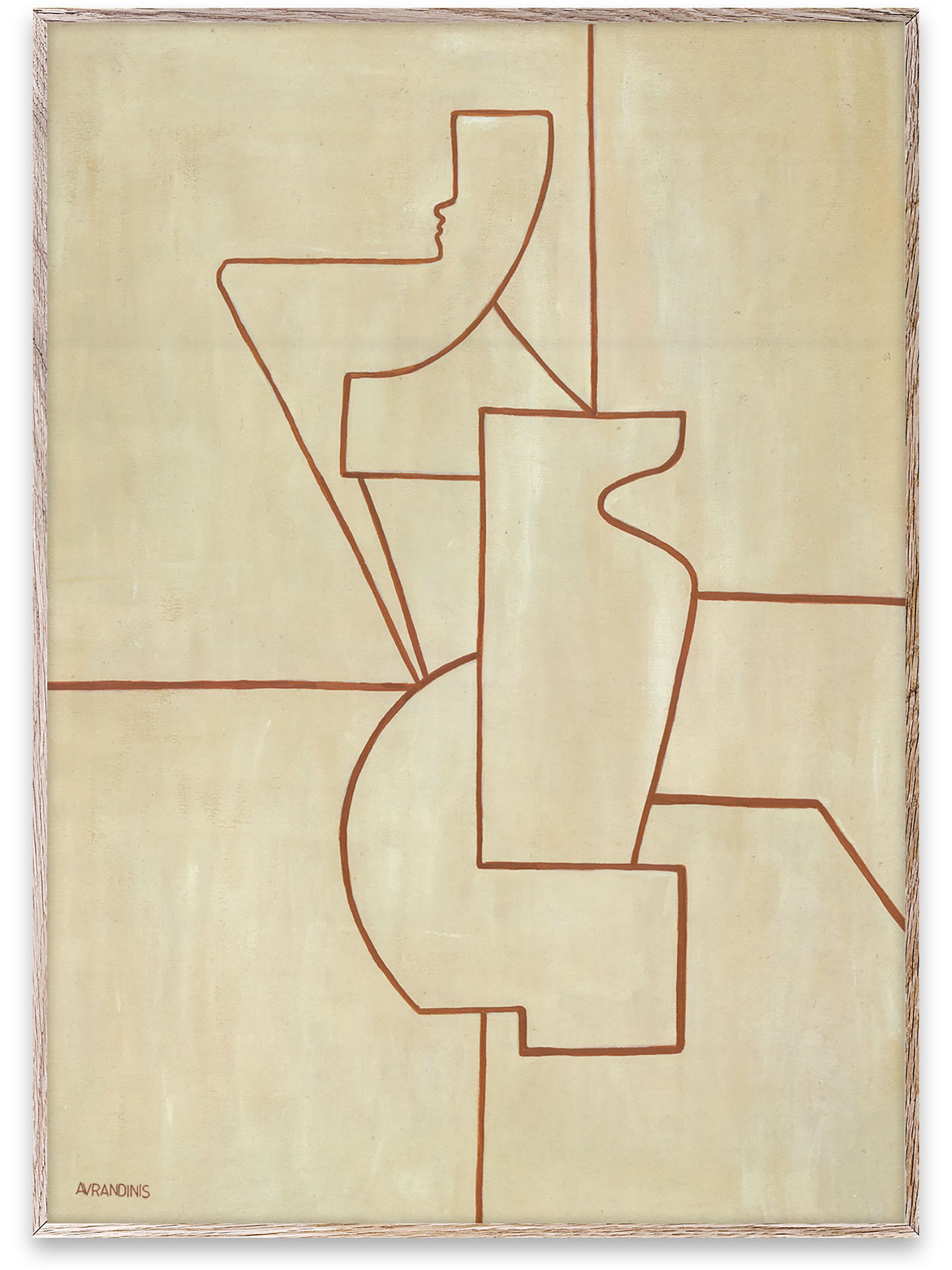Paper Collective Brown Antic Ideal 01 Framed Wall Art Print in Natural Oak Frame - Image 1 of 4