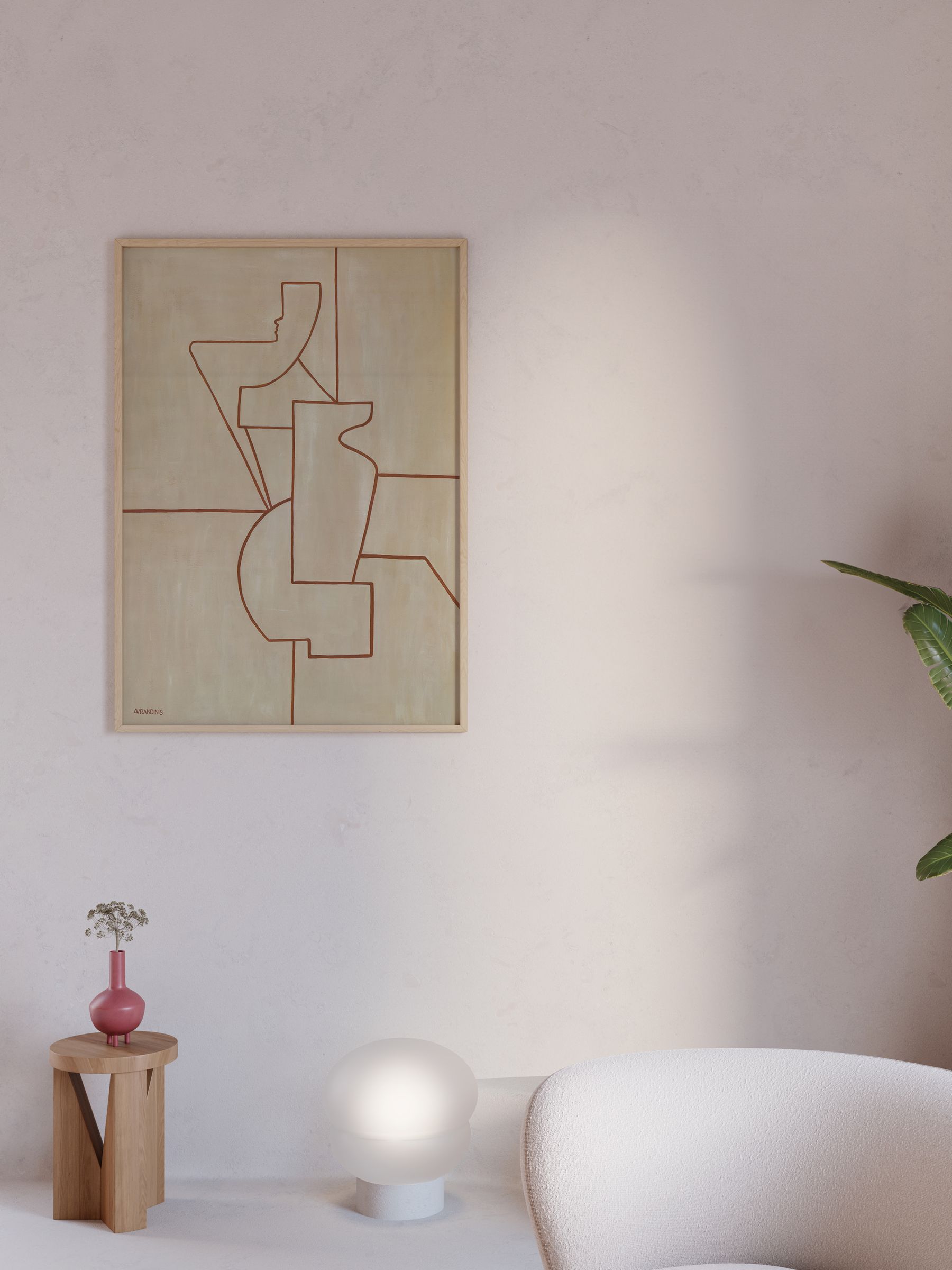 Paper Collective Brown Antic Ideal 01 Framed Wall Art Print in Natural Oak Frame - Image 3 of 4