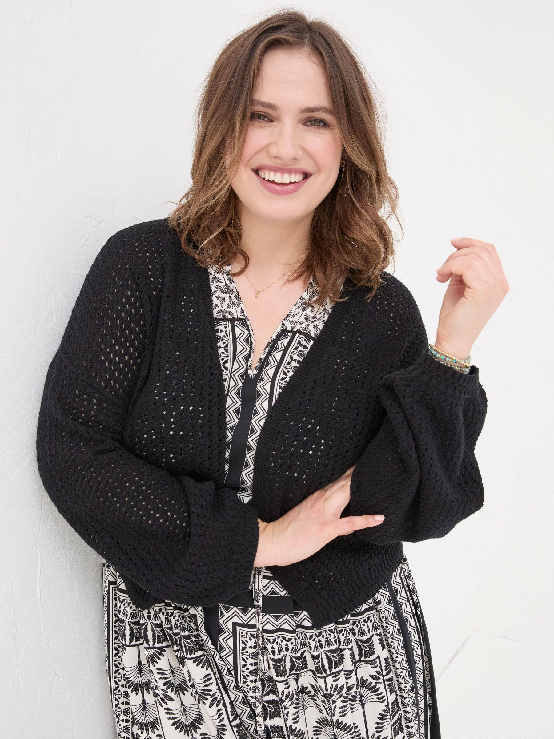 Anna Black Open Stitch Cardigan - Image 5 of 8