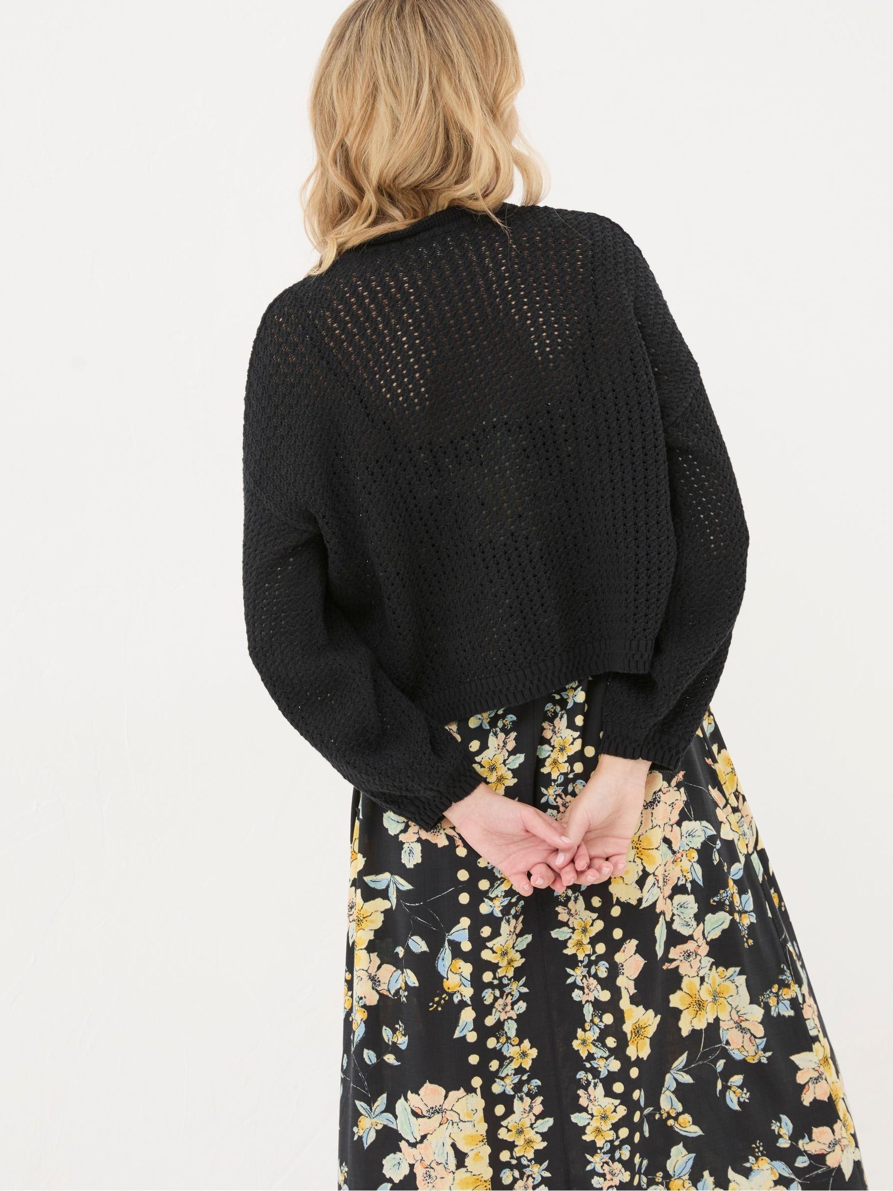 Anna Black Open Stitch Cardigan - Image 6 of 8
