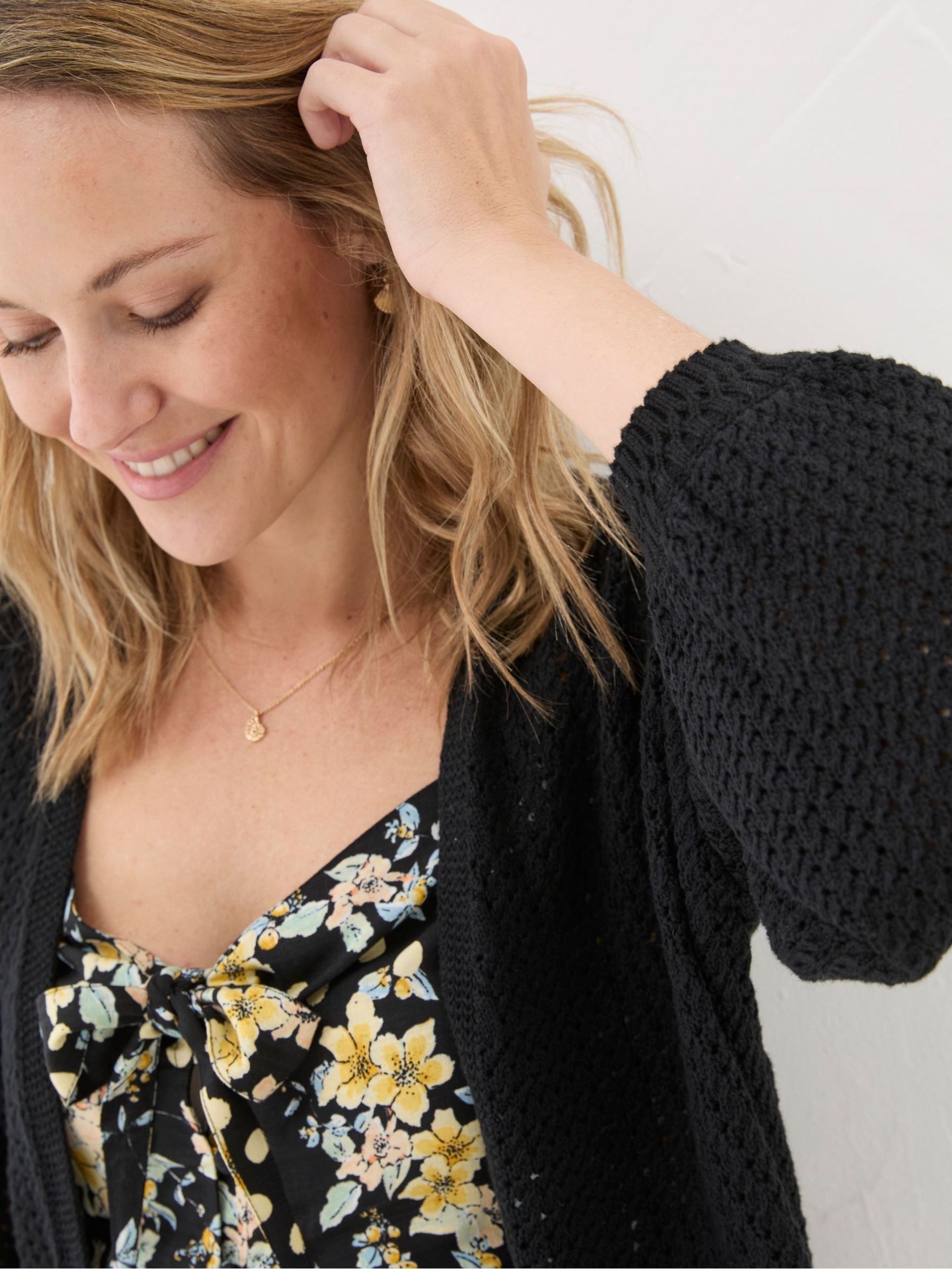 Anna Black Open Stitch Cardigan - Image 7 of 8
