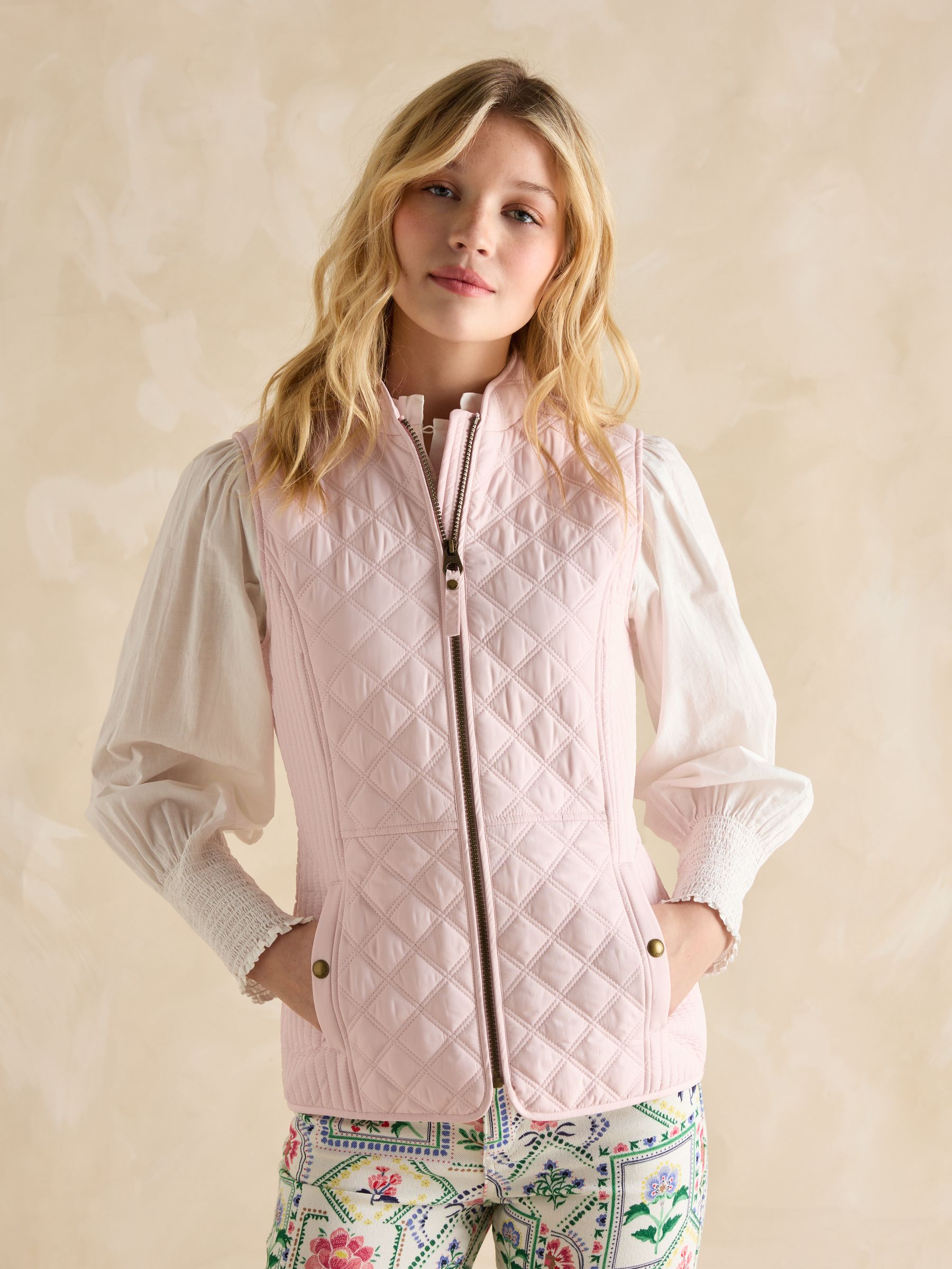 Minx Pink Showerproof Diamond Quilted Gilet - Image 1 of 8
