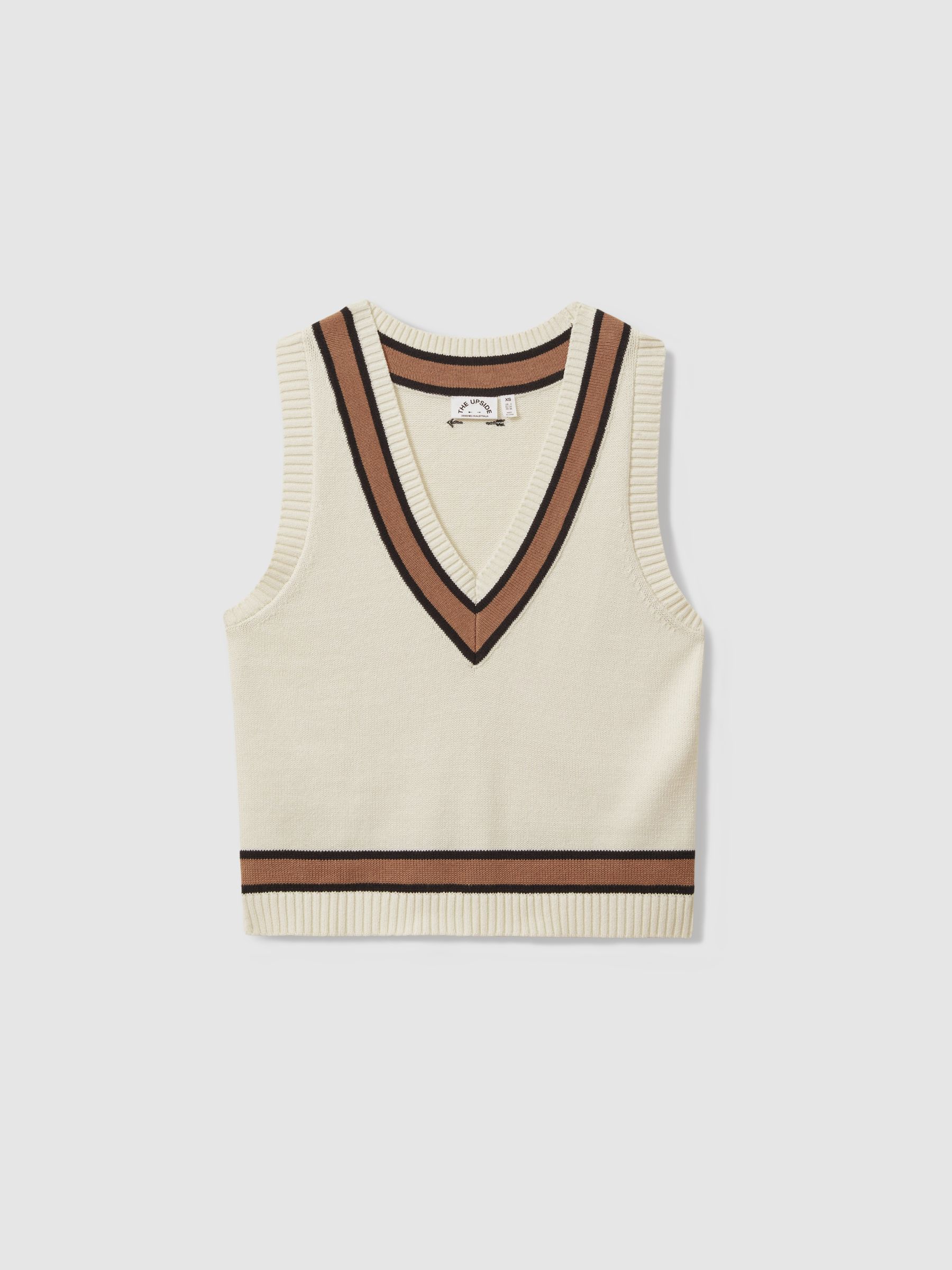 The Upside Knitted V-Neck Vest in Cream - Image 2 of 6