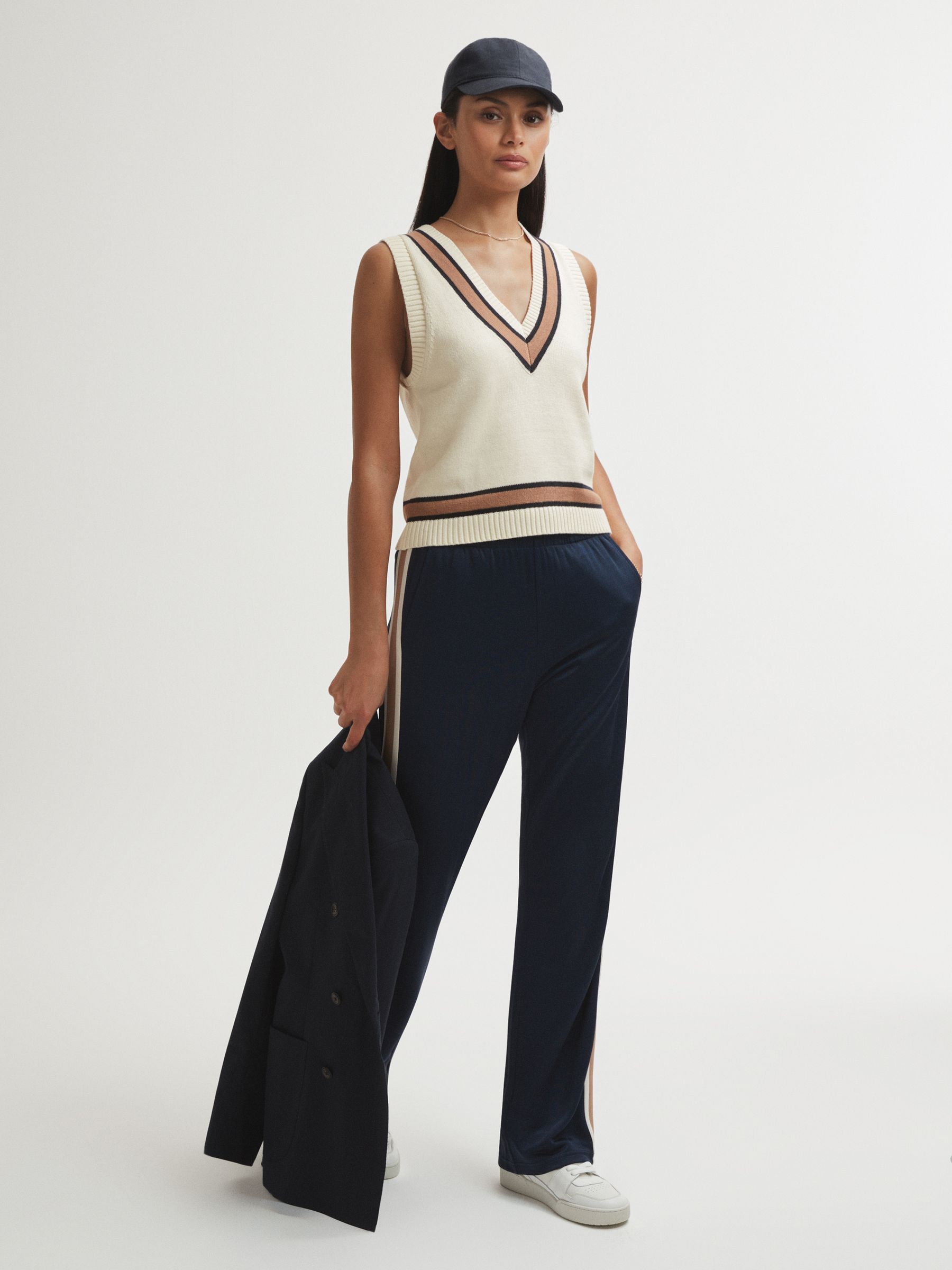 The Upside Knitted V-Neck Vest in Cream - Image 3 of 6