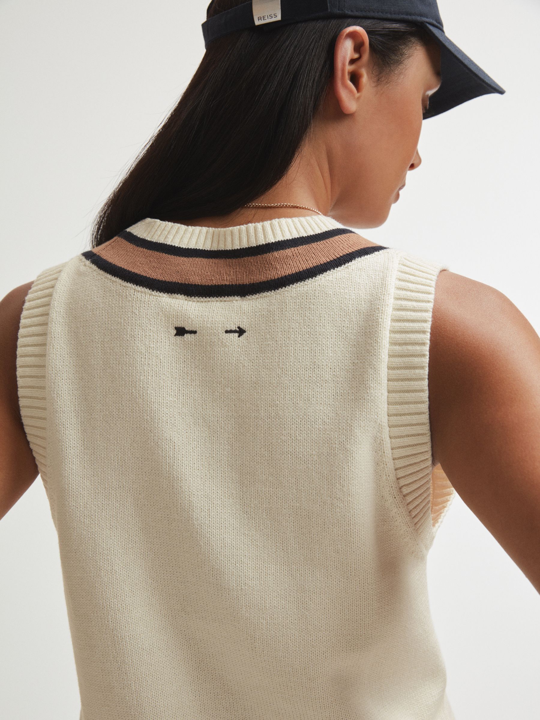 The Upside Knitted V-Neck Vest in Cream - Image 4 of 6