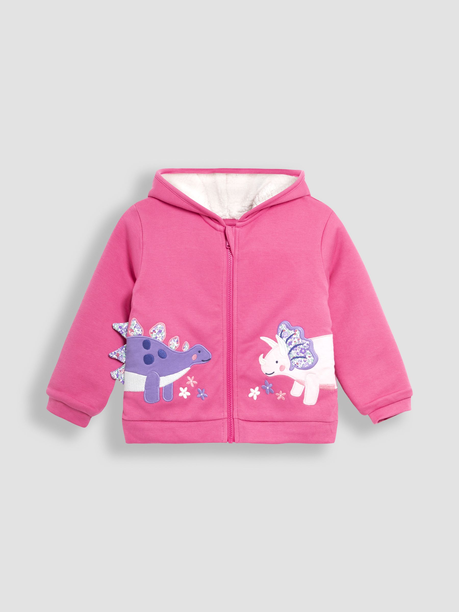 Fuchsia Pink Dino Appliqué Cosy Hoodie | JoJo Maman Bébé USA