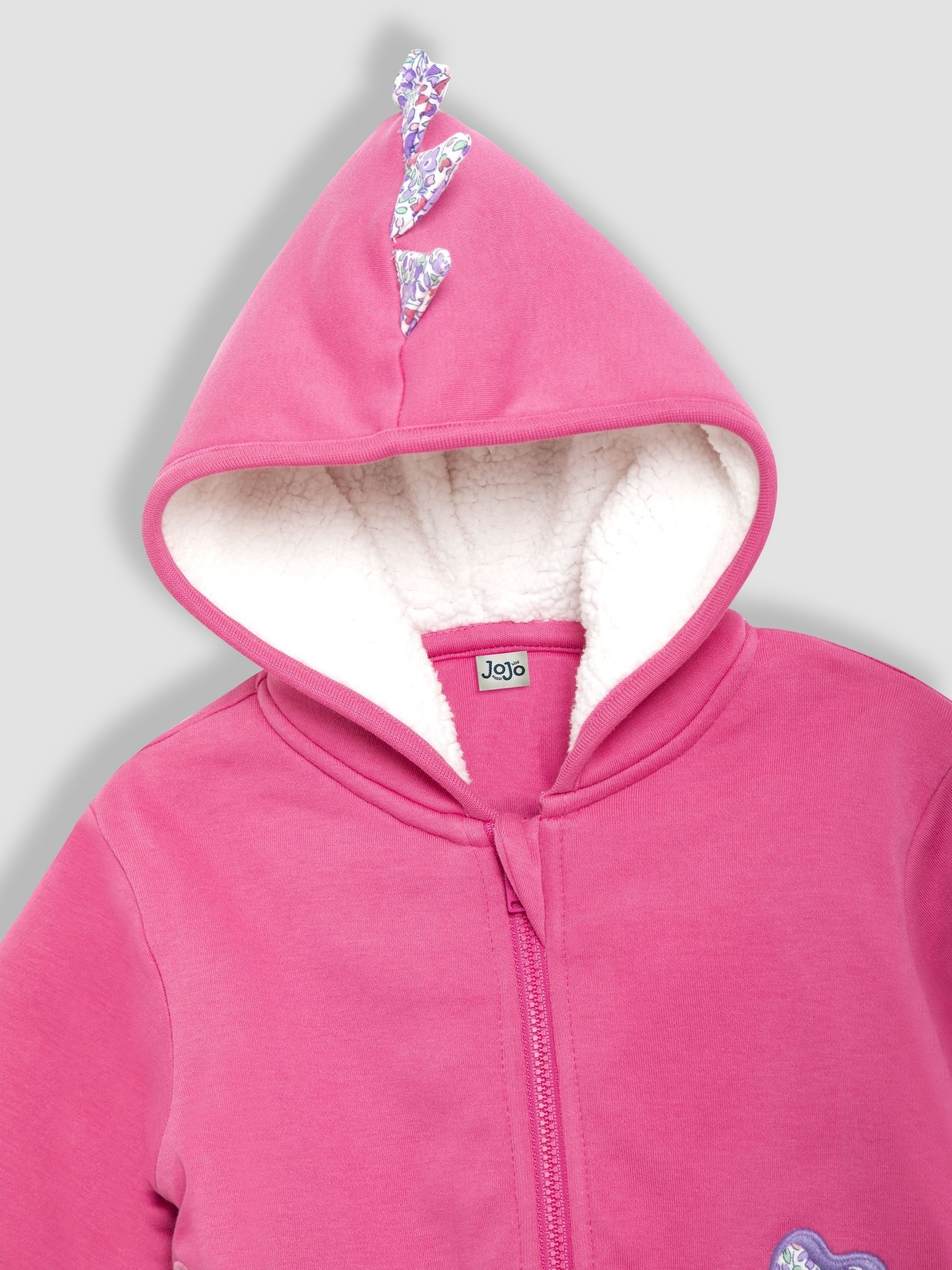 Fuchsia Pink Dino Appliqué Cosy Hoodie - Image 3 of 3