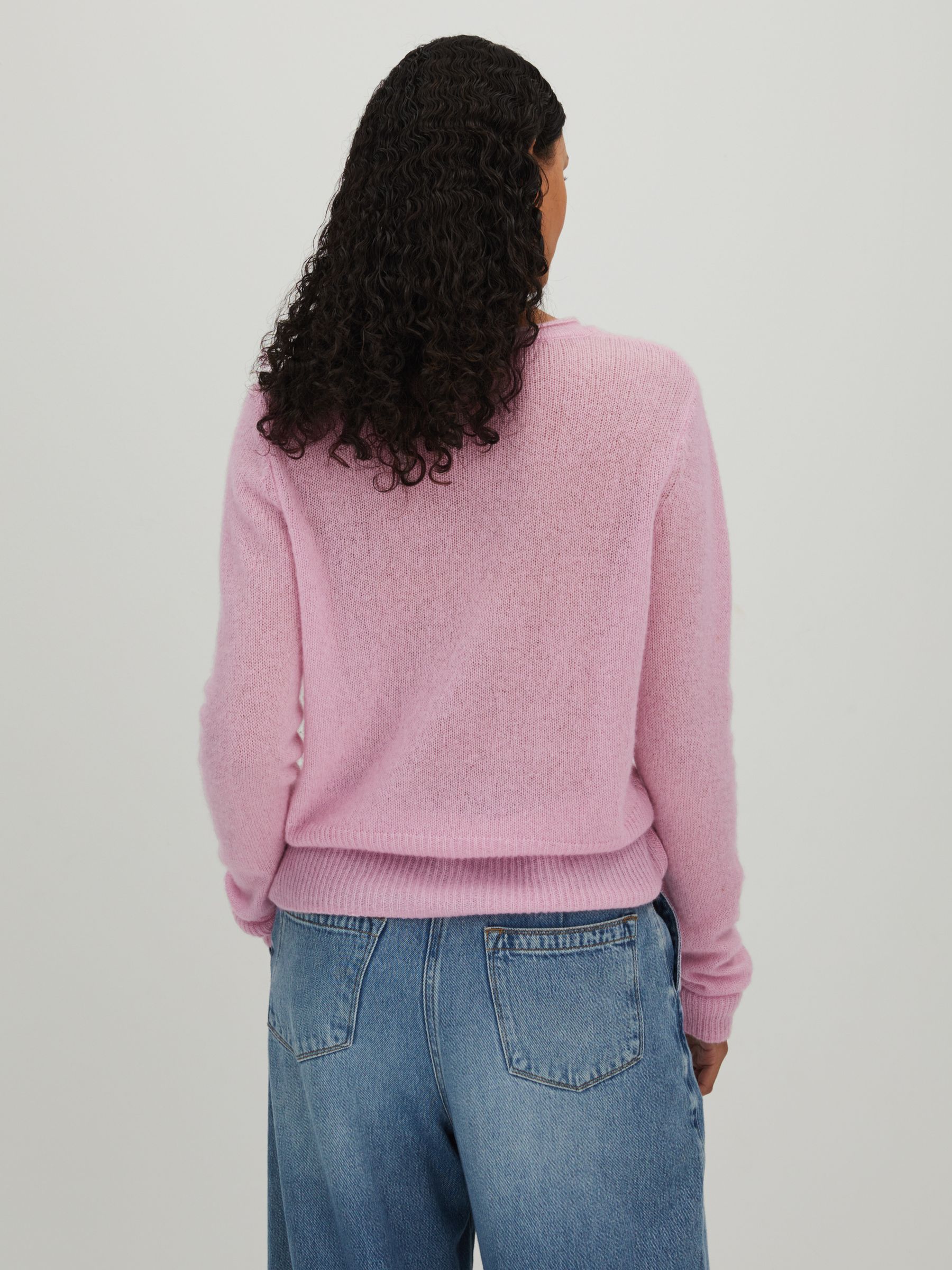 CRUSH Collection Cashmere Crew Neck Jumper in Lilac - Image 4 of 5