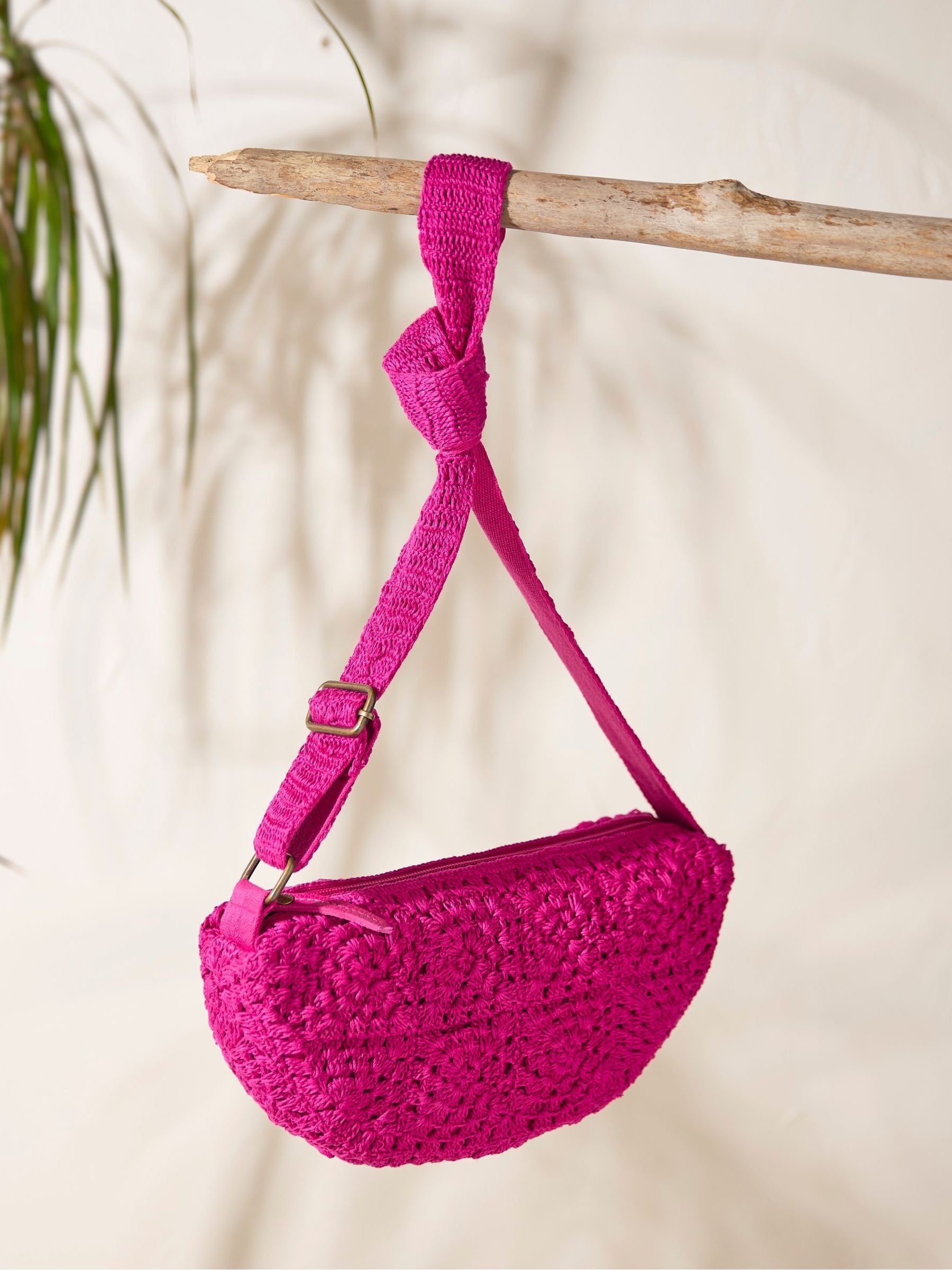 Lettie Pink Macrame Sling Bag - Image 3 of 3