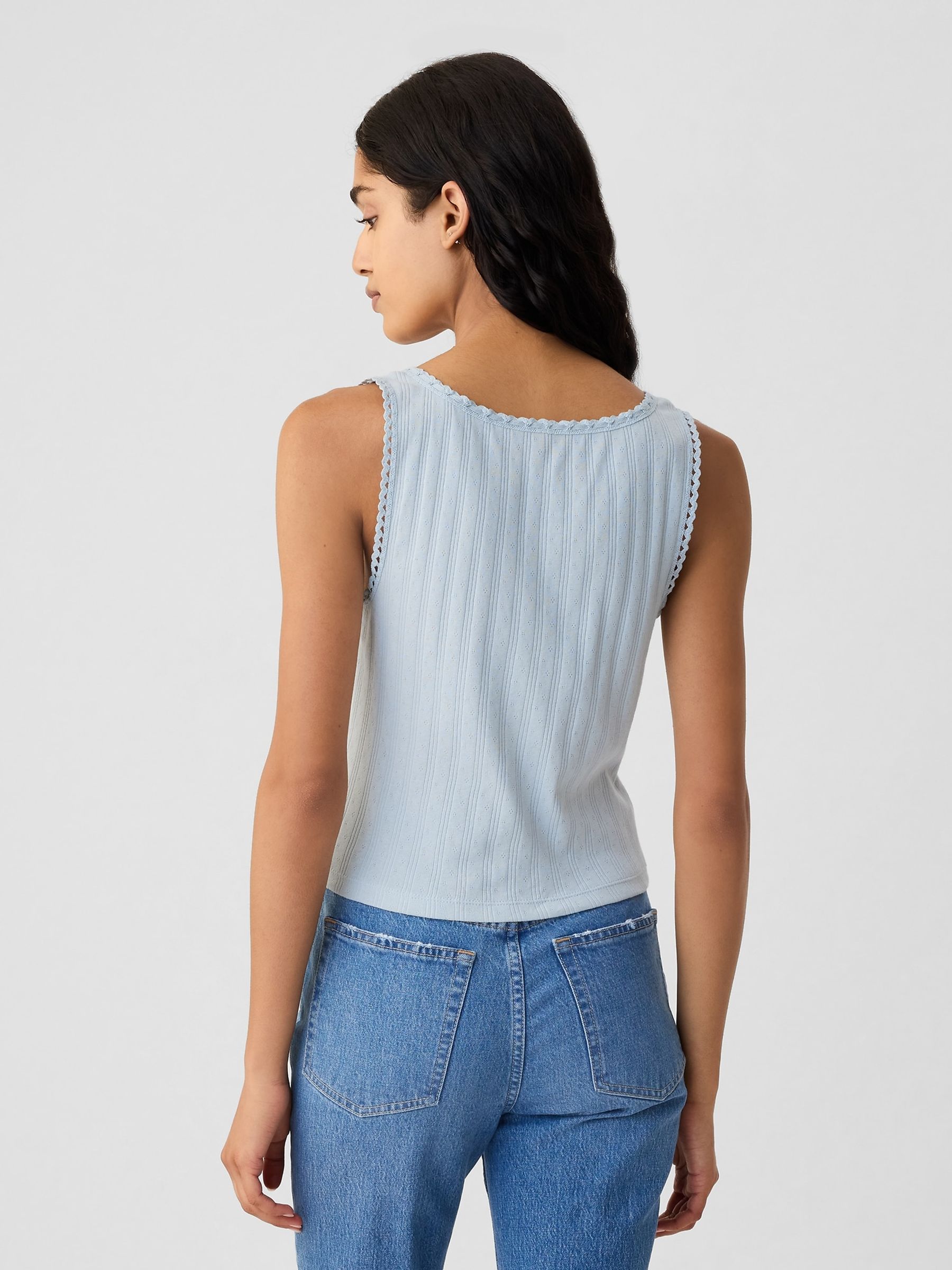 Blue DÔEN Pointelle Sleeveless Vest - Image 2 of 5