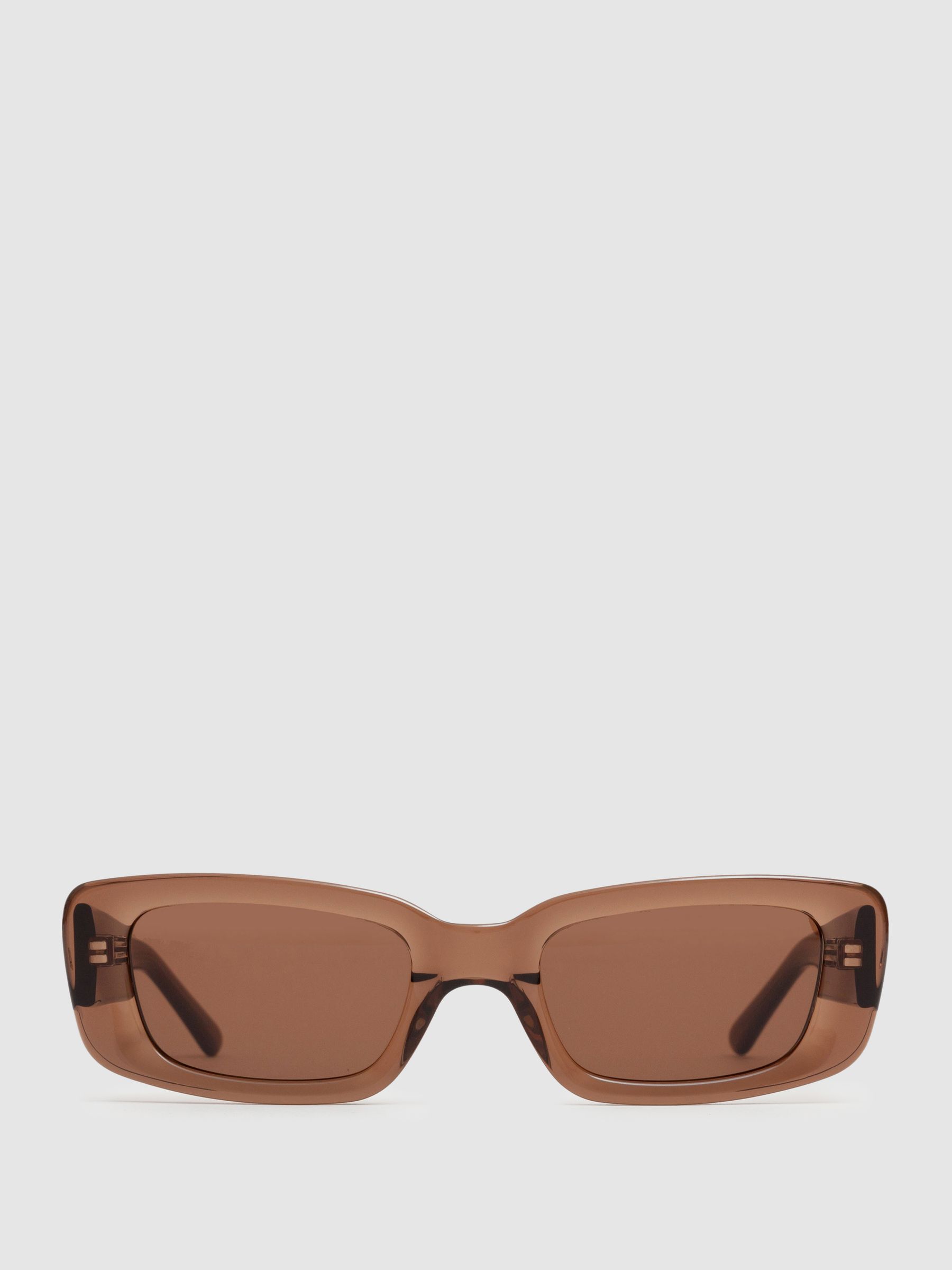 DMY Studios Transparent Rectangular Sunglasses in Brown - Image 1 of 5 DMY Studios Transparent Rectangular Sunglasses in Brown - Image 1 of 5