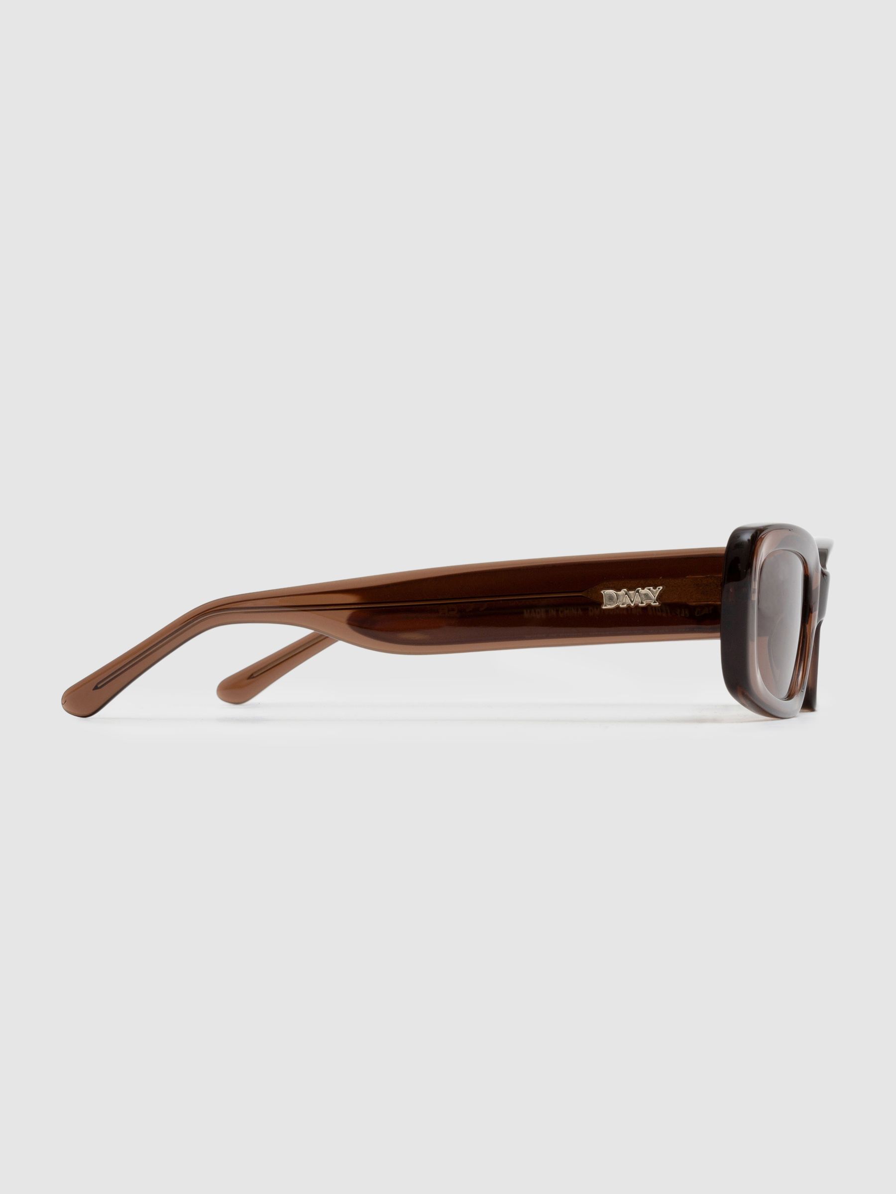 DMY Studios Transparent Rectangular Sunglasses in Brown - Image 2 of 5 DMY Studios Transparent Rectangular Sunglasses in Brown - Image 2 of 5