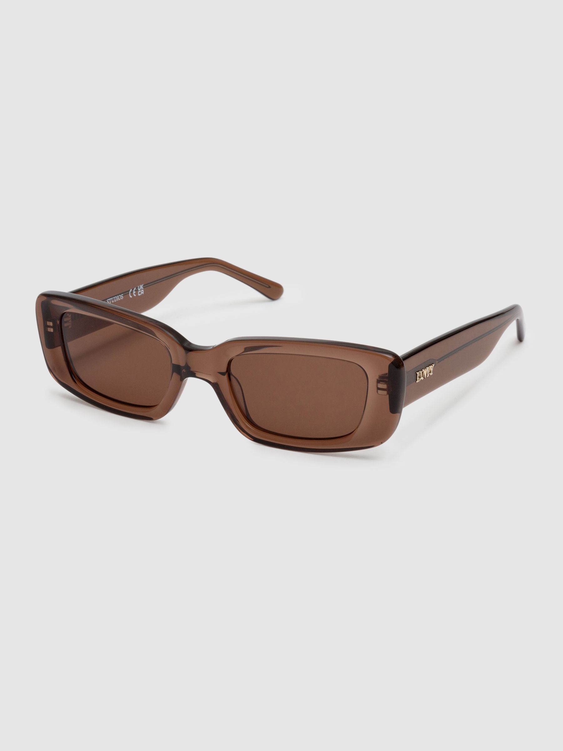 DMY Studios Transparent Rectangular Sunglasses in Brown - Image 3 of 5
