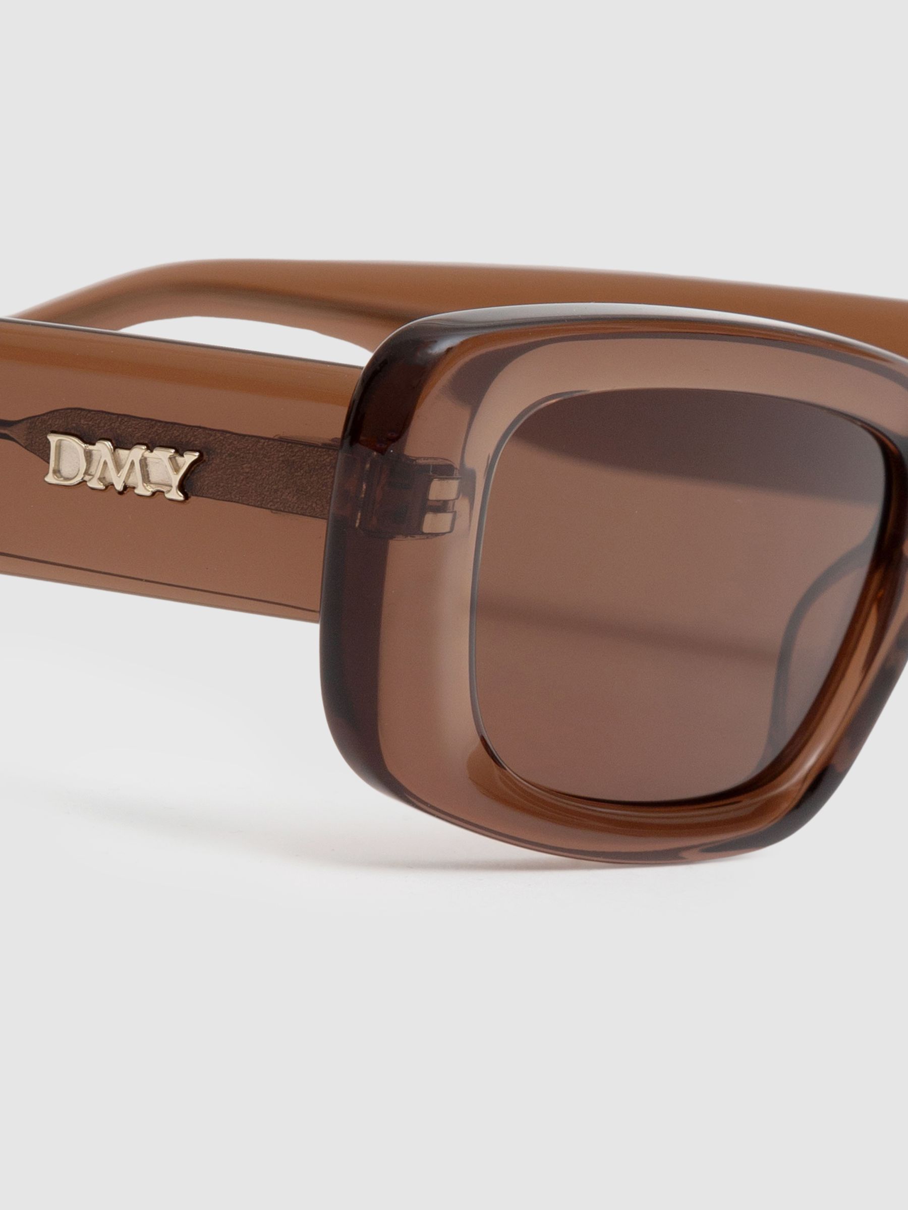 DMY Studios Transparent Rectangular Sunglasses in Brown - Image 4 of 5
