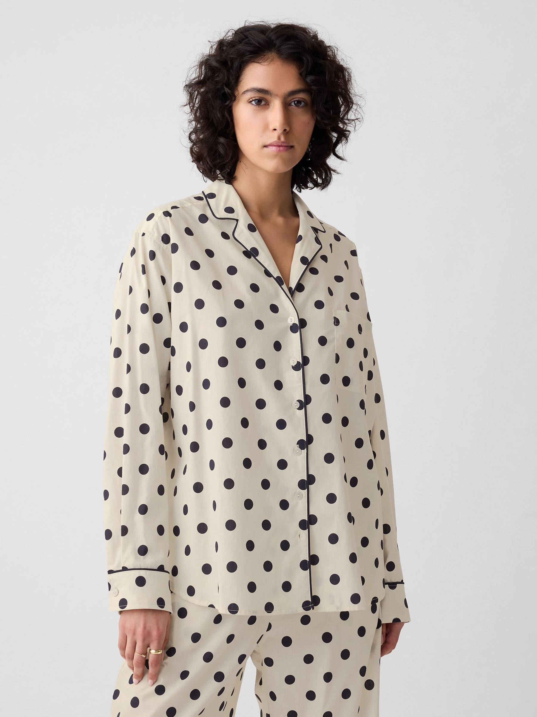 Cream Polka Dot Poplin Pyjama Shirt - Image 2 of 5