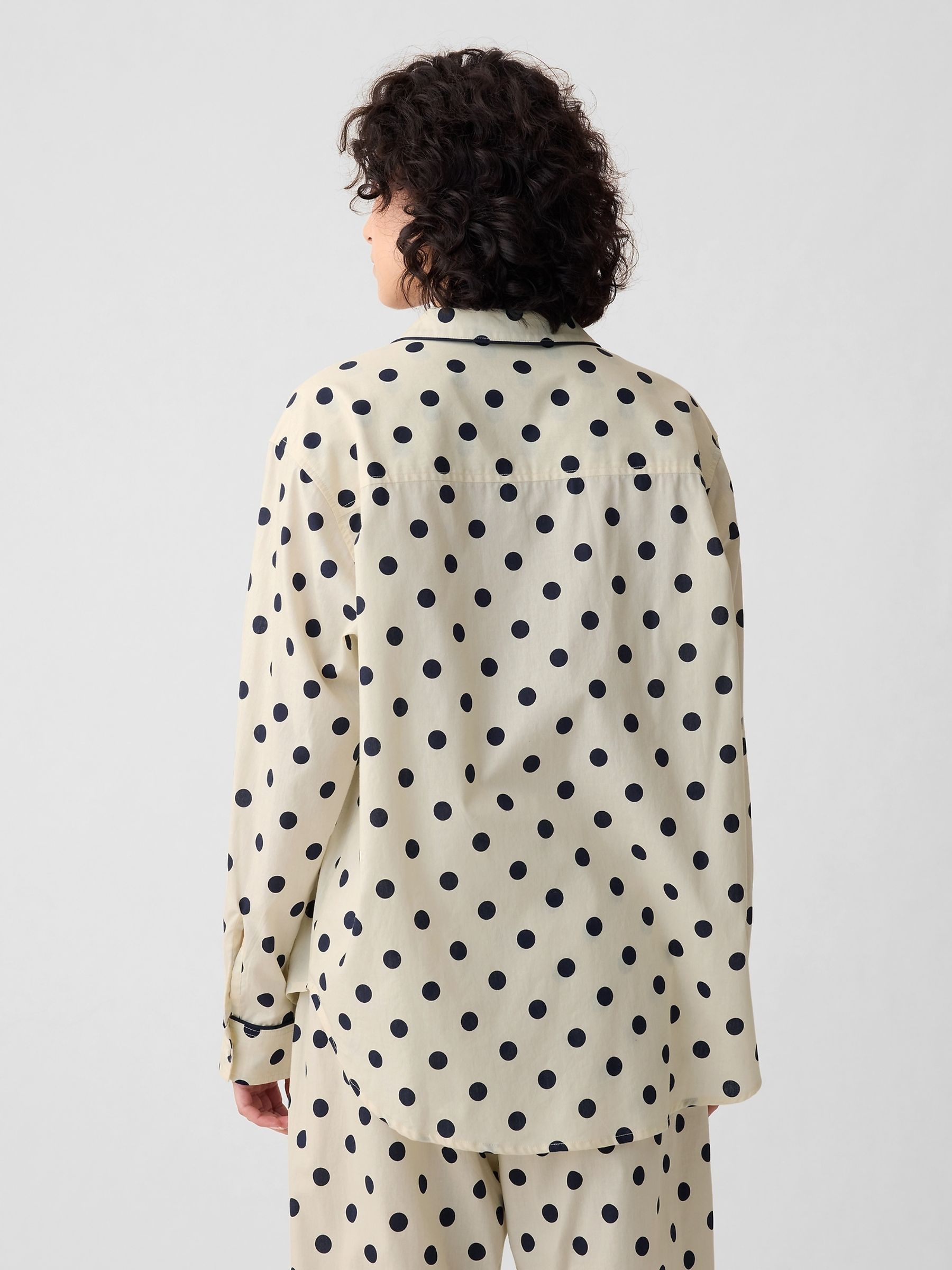 Cream Polka Dot Poplin Pyjama Shirt - Image 3 of 5