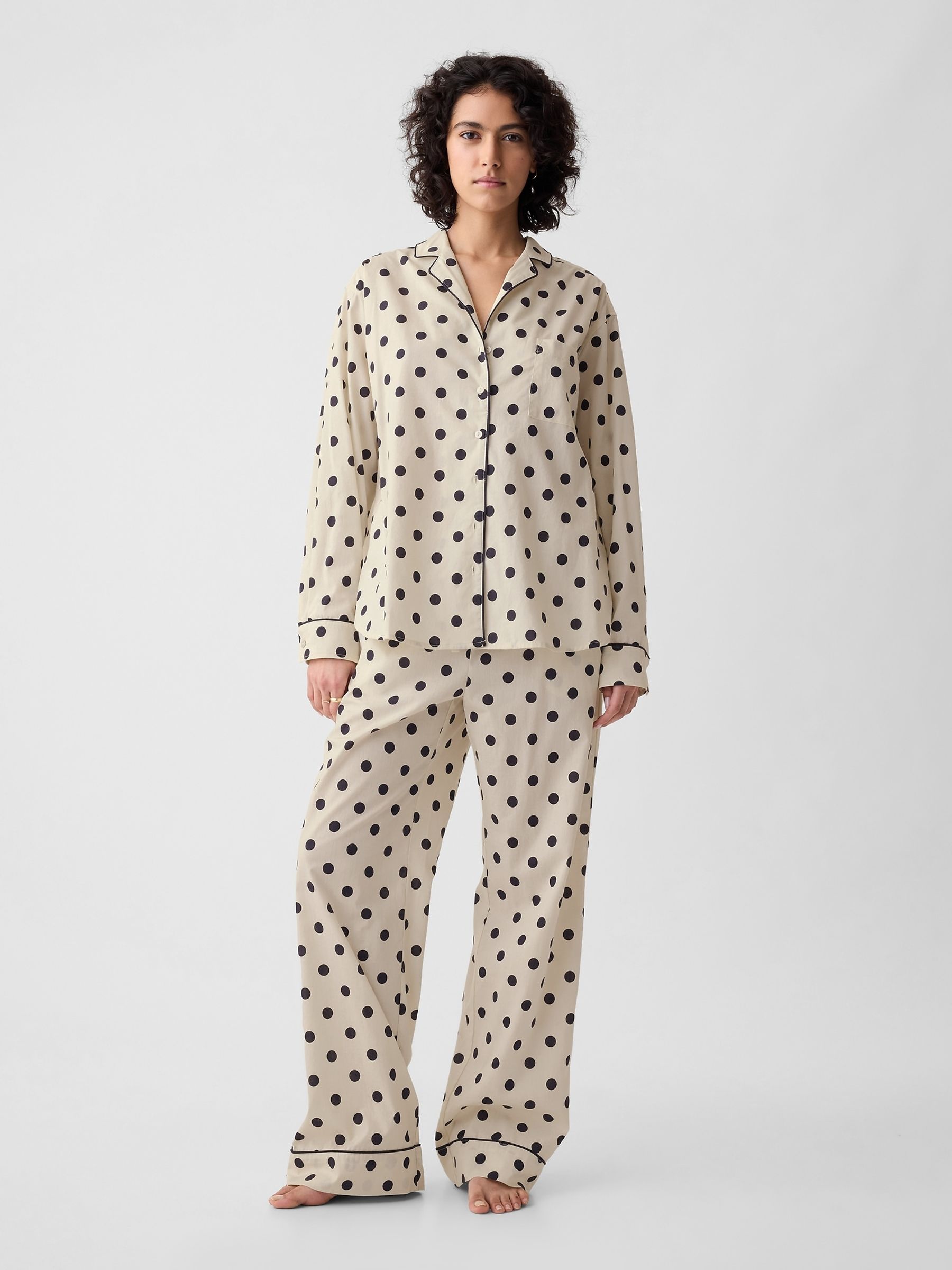 Cream Polka Dot Poplin Pyjama Shirt - Image 4 of 5