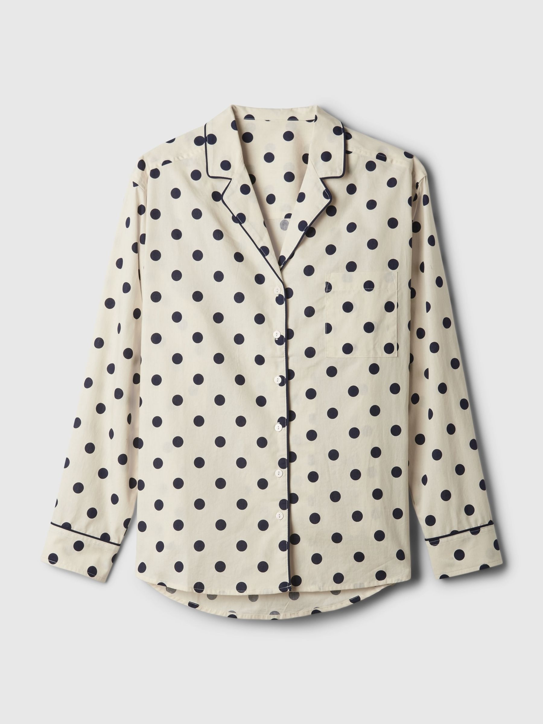 Cream Polka Dot Poplin Pyjama Shirt - Image 5 of 5