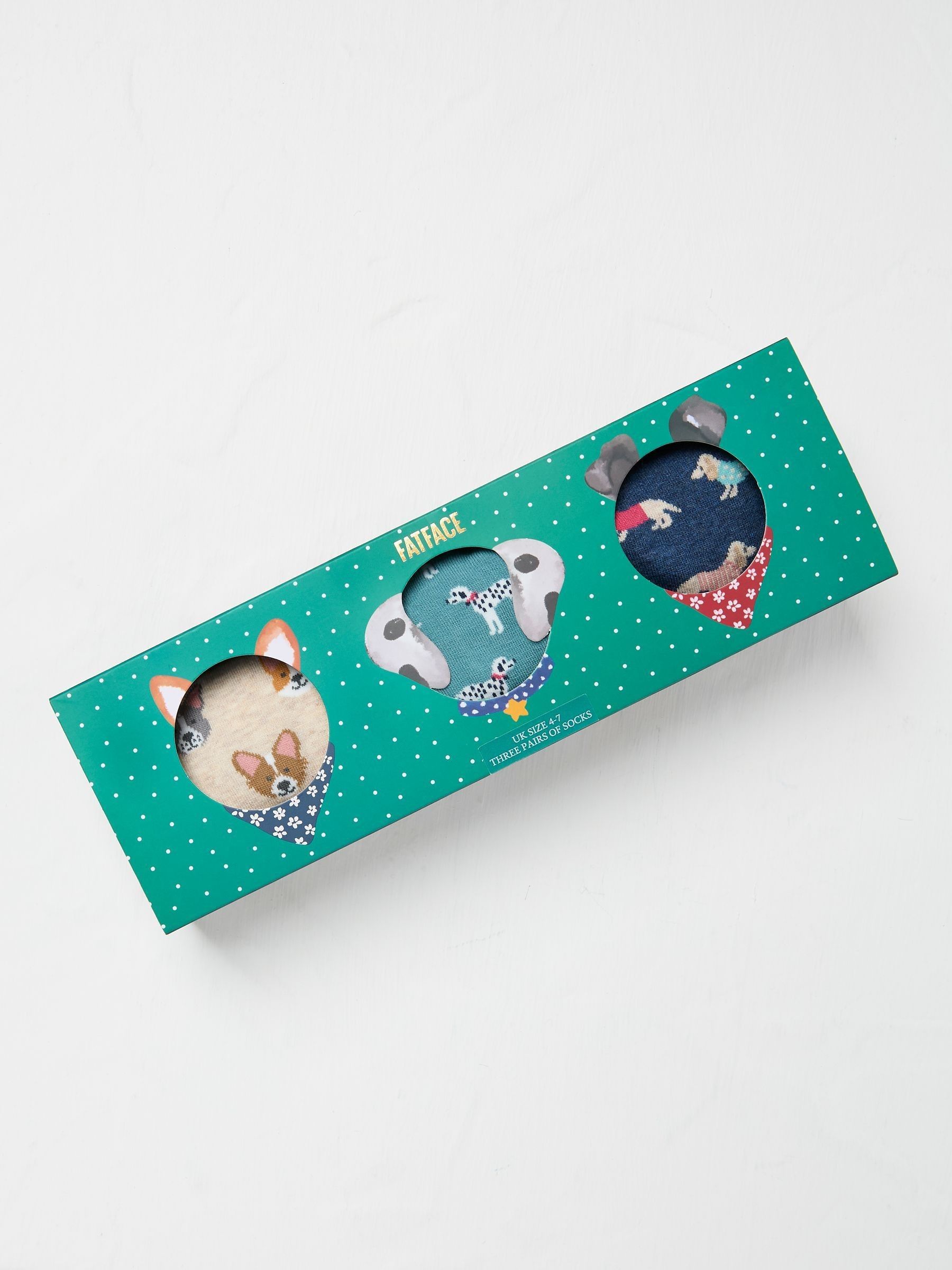 Multicolour 3 Pairs of Dog Socks in a Box - Image 1 of 2