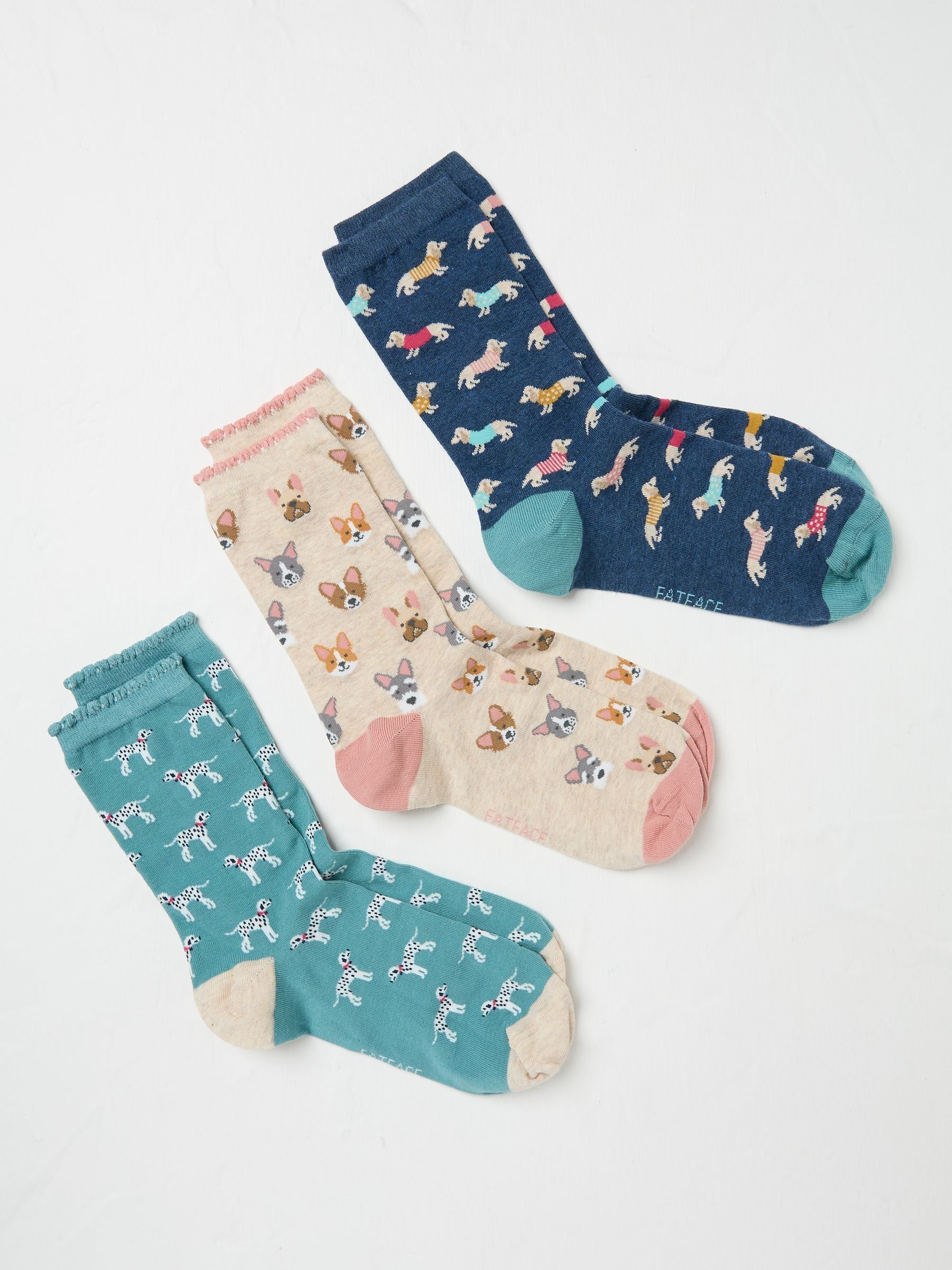 Multicolour 3 Pairs of Dog Socks in a Box - Image 2 of 2