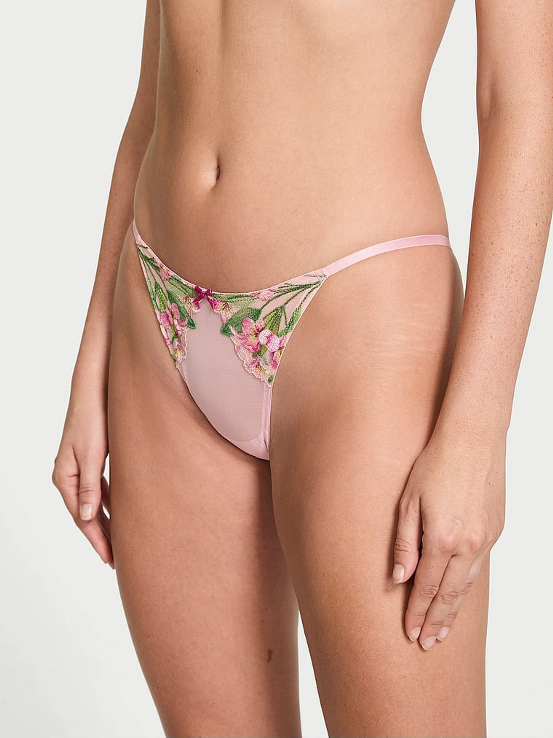 Pink Brazilian Lily Embroidery Knickers - Image 1 of 4