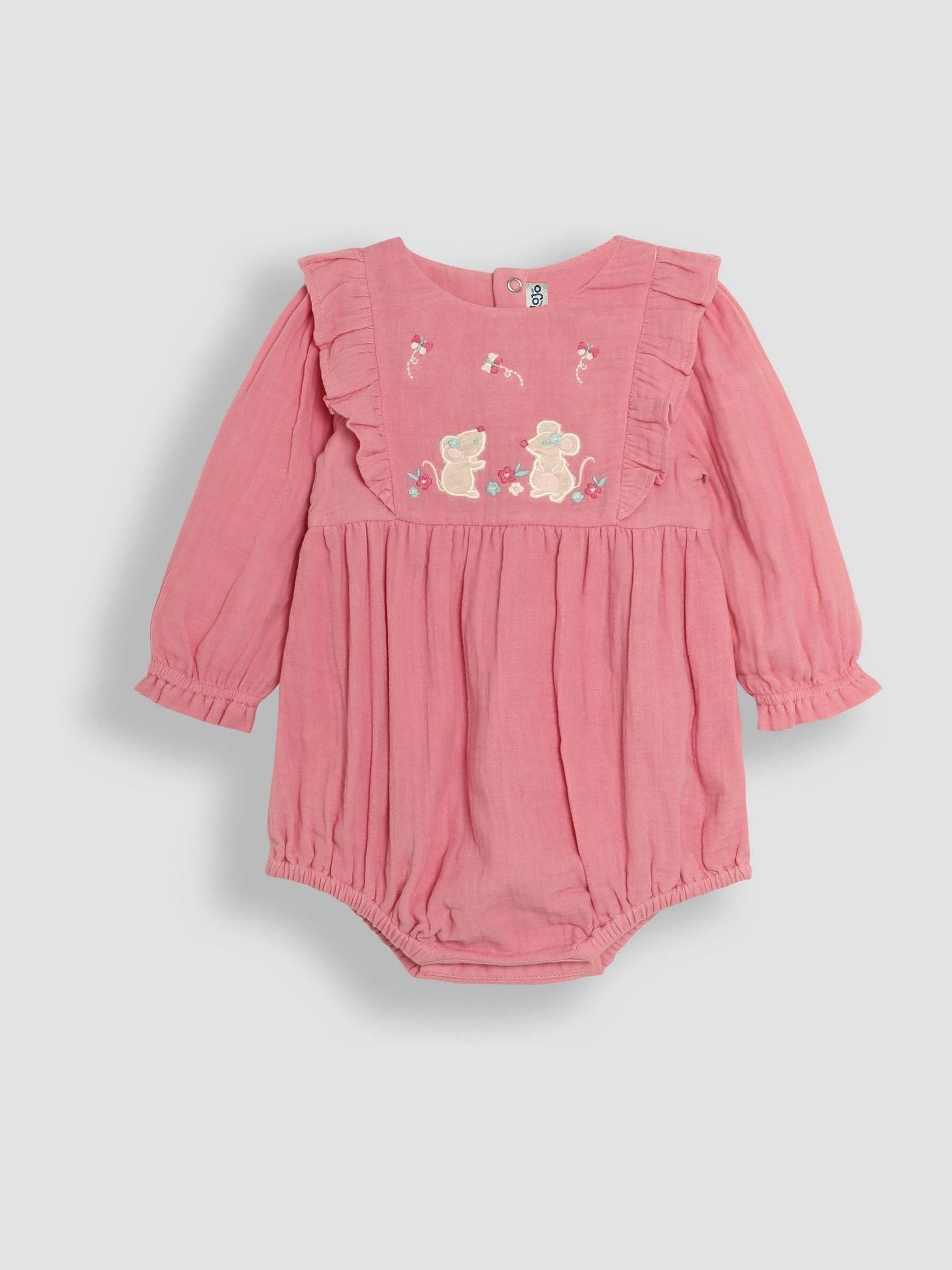 Pink Body 3 Piece Embroidered Muslin And Tights Set - Image 2 of 5