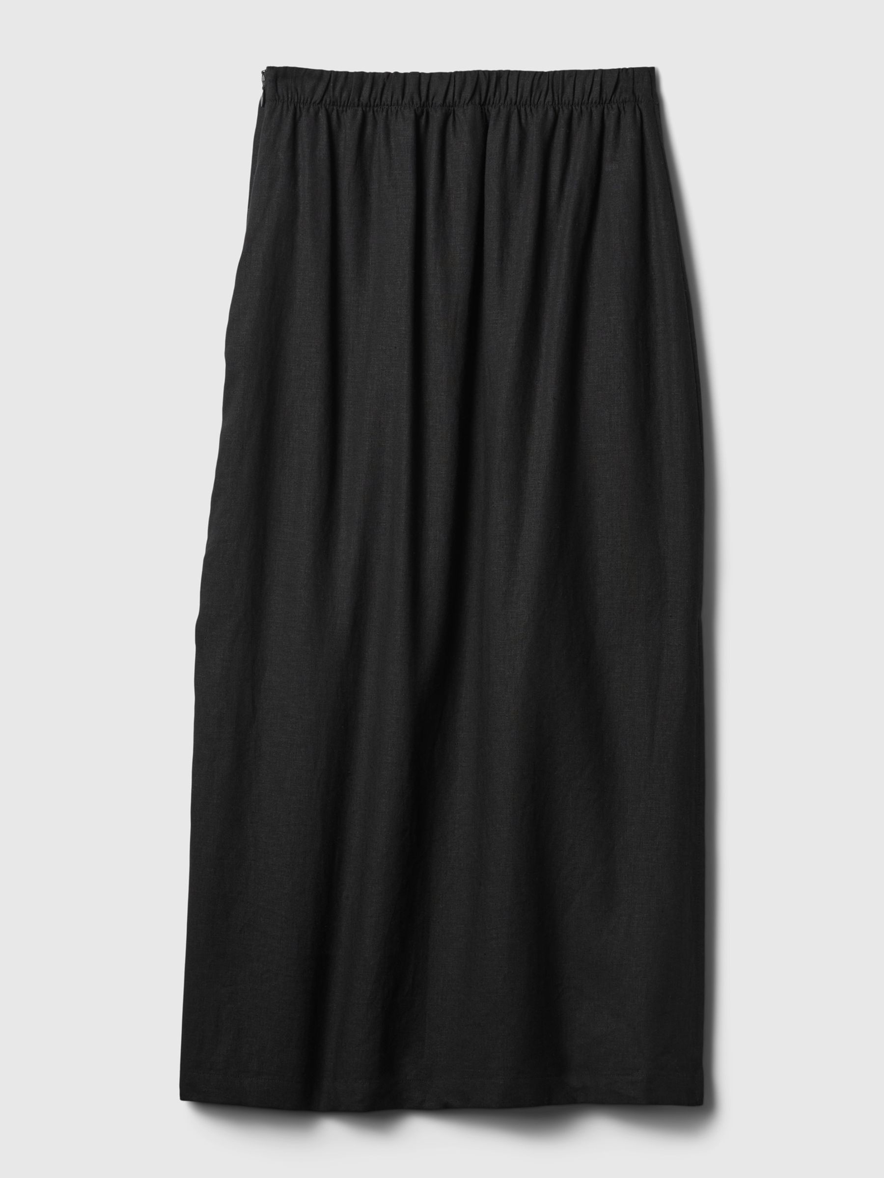 Black Linen Blend Maxi Skirt - Image 4 of 5