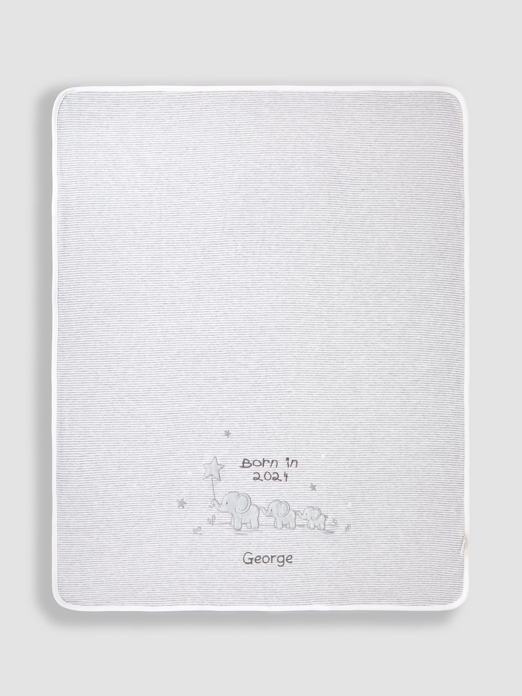 Grey Personalised Born in 2024 Reversible Jersey Shawl - Image 1 of 4