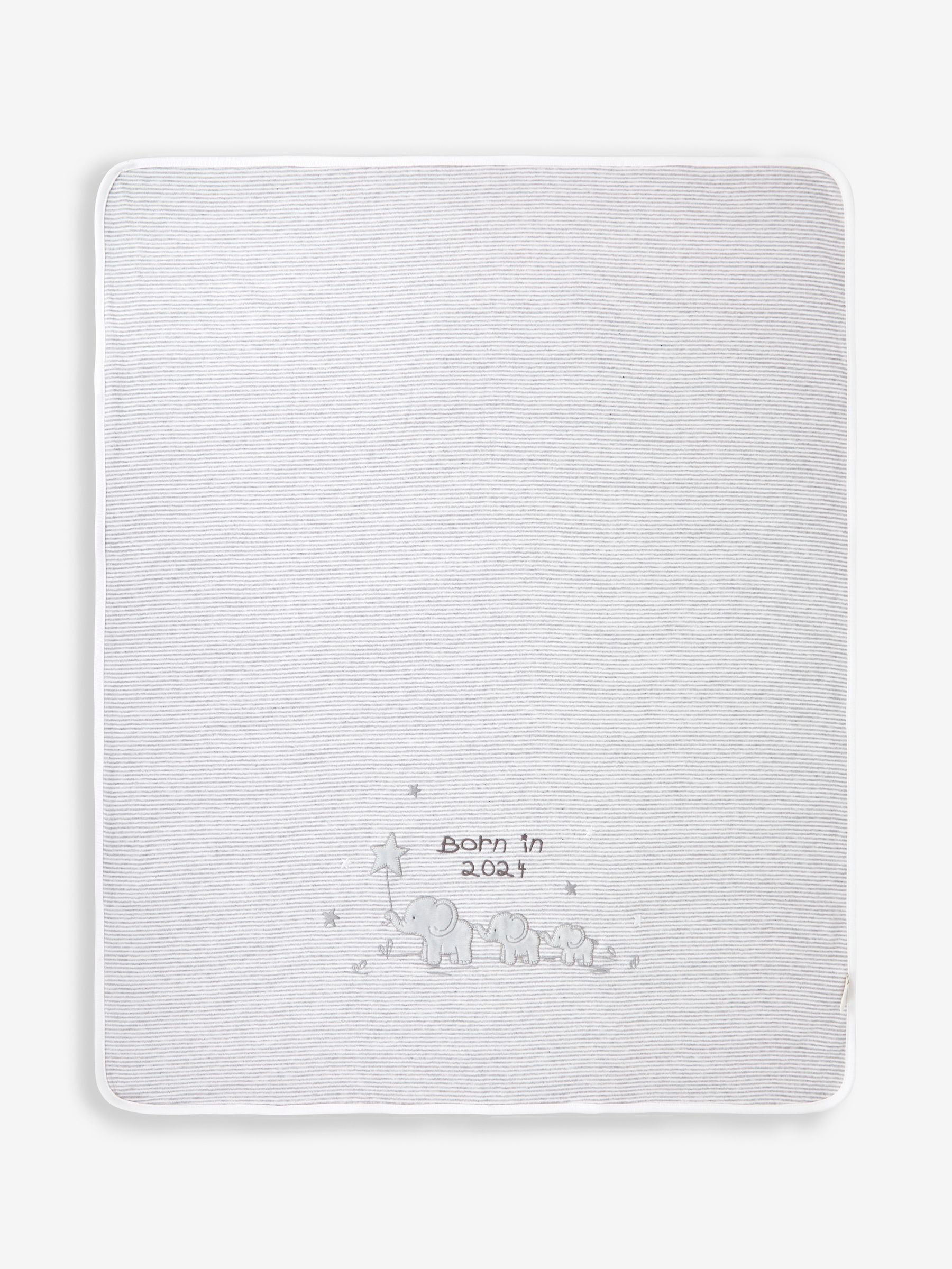 Grey Personalised Born in 2024 Reversible Jersey Shawl - Image 2 of 4